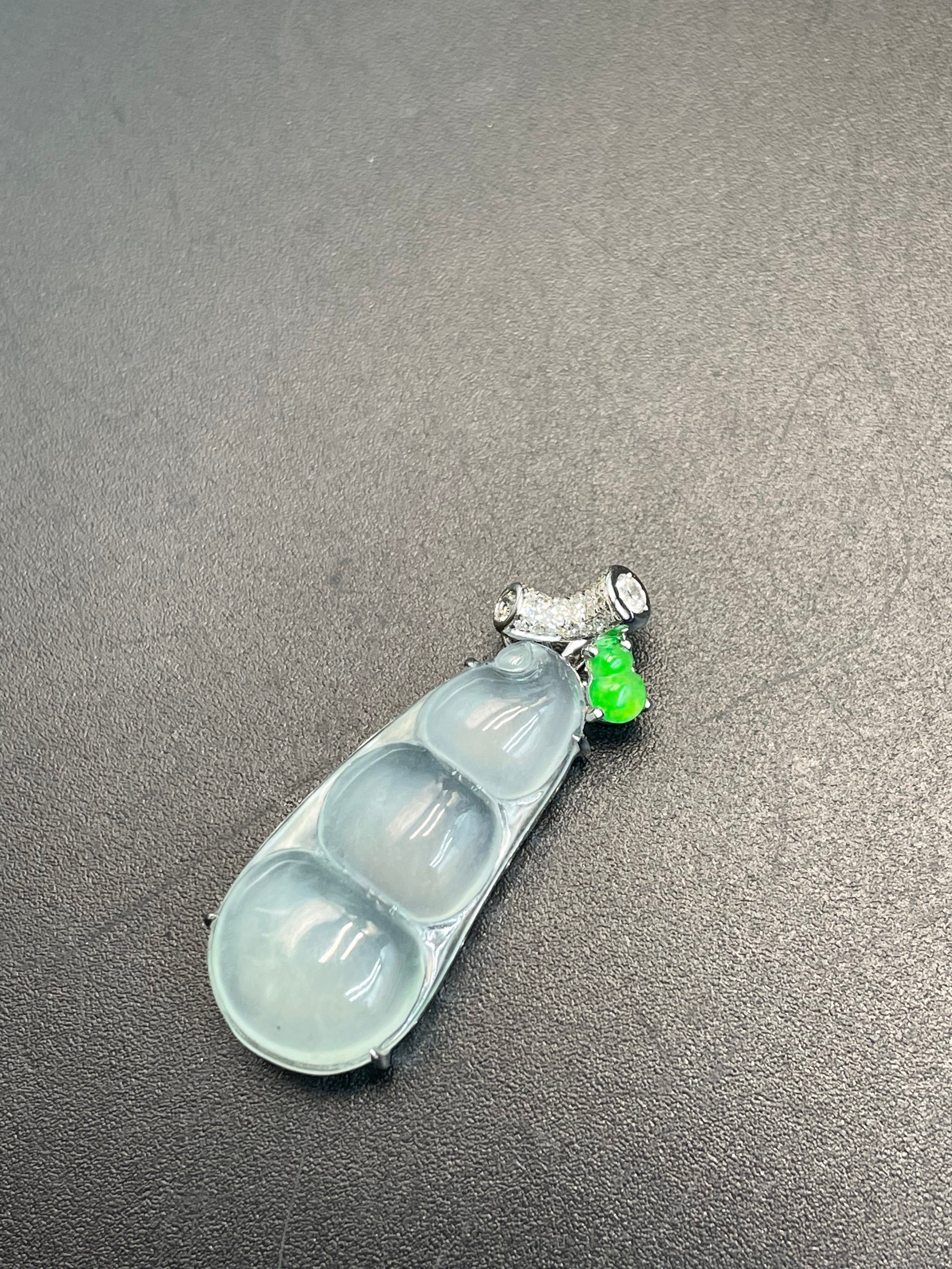 緬甸天然翡翠福豆/三元及第吊墜