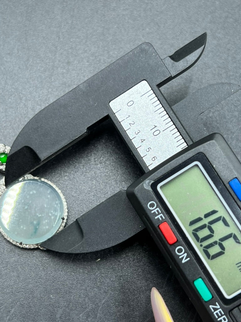 緬甸天然翡翠冰種飄花雪花棉無事圓牌吊墜