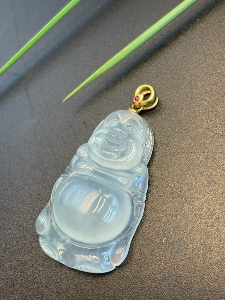 緬甸天然翡翠冰種彌勒吊墜