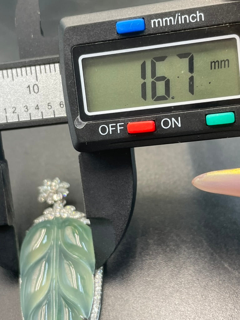 緬甸天然翡翠冰晴葉子/金枝玉葉吊墜