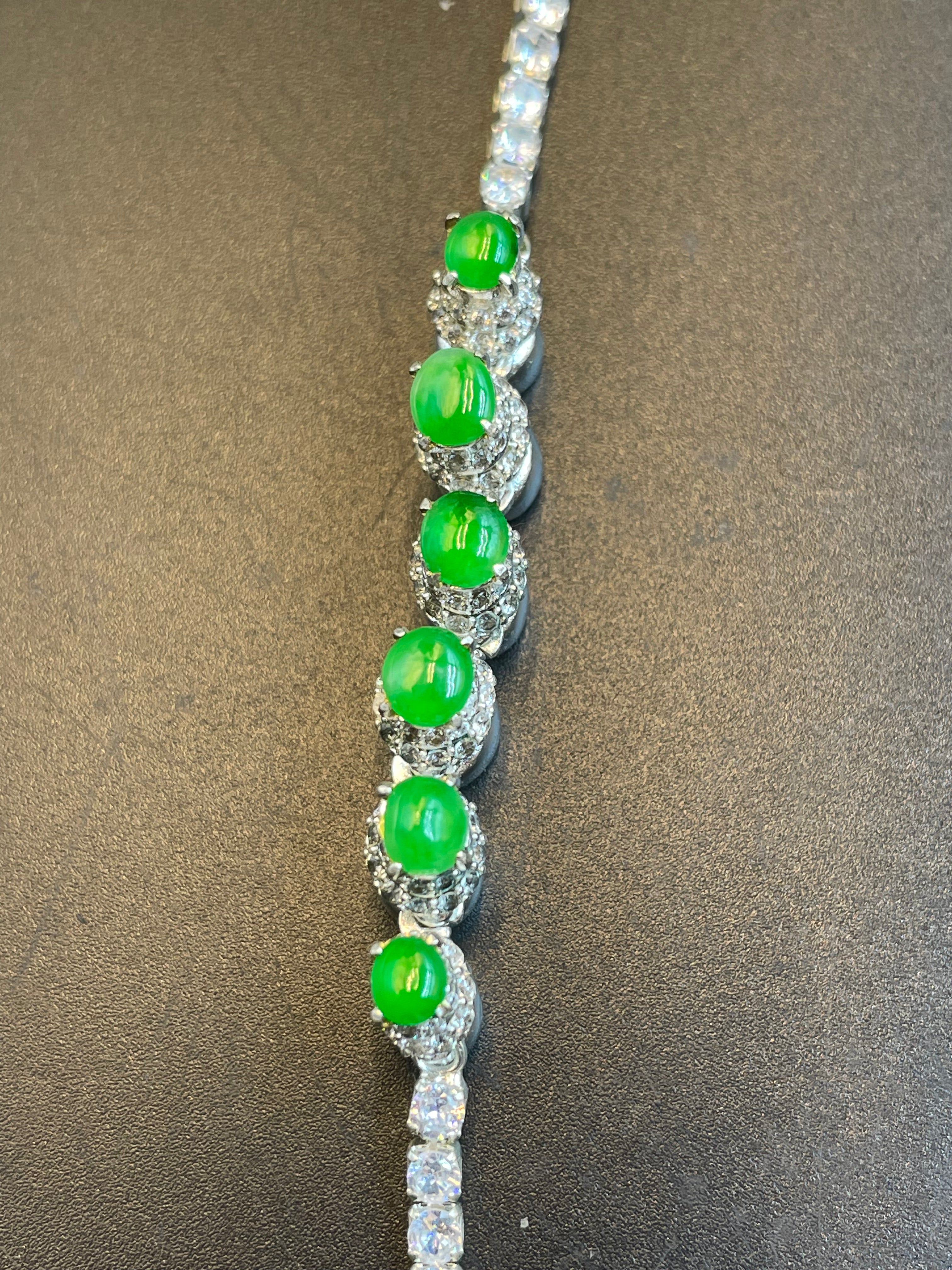 緬甸天然翡翠陽綠蛋面手鏈