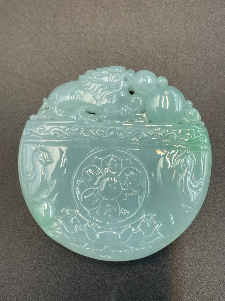 緬甸天然翡翠文殊菩薩吊墜
