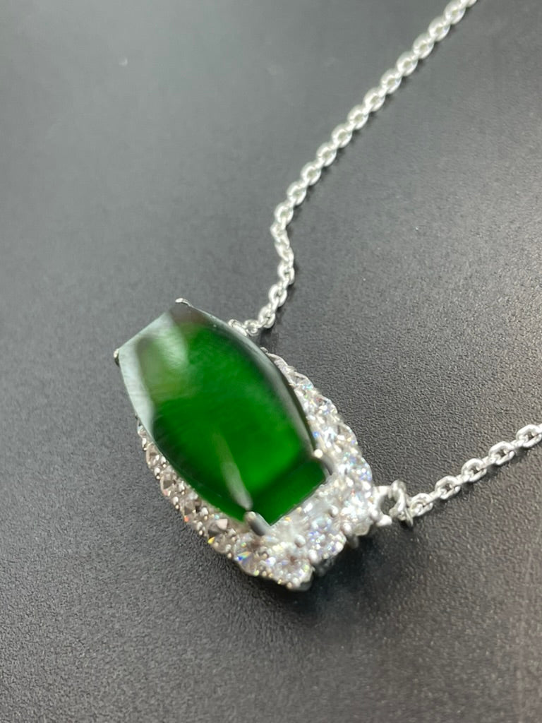 天然翡翠陽綠吊墜項鍊