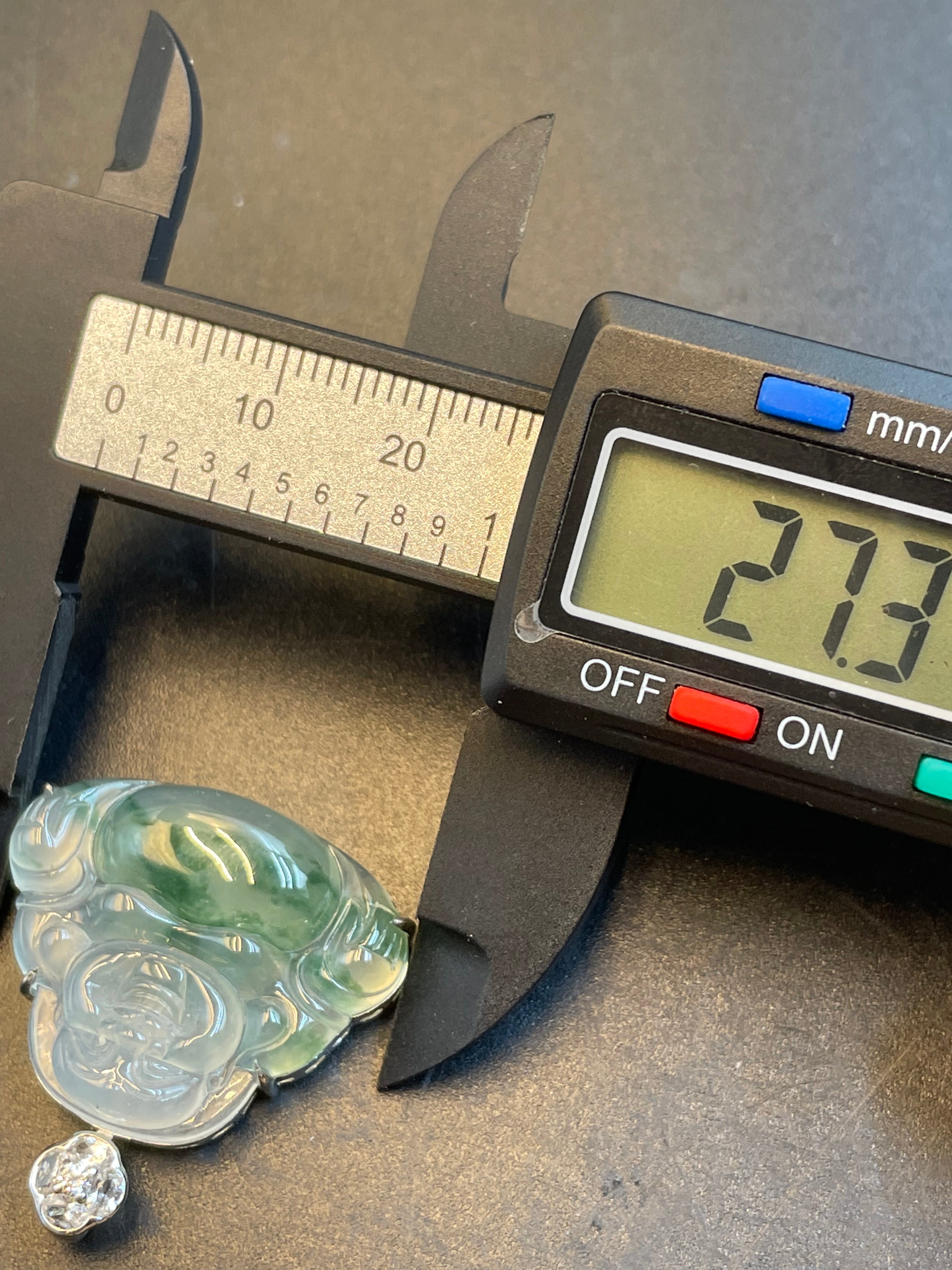 緬甸天然翡翠冰種飄花彌勒佛公吊墜