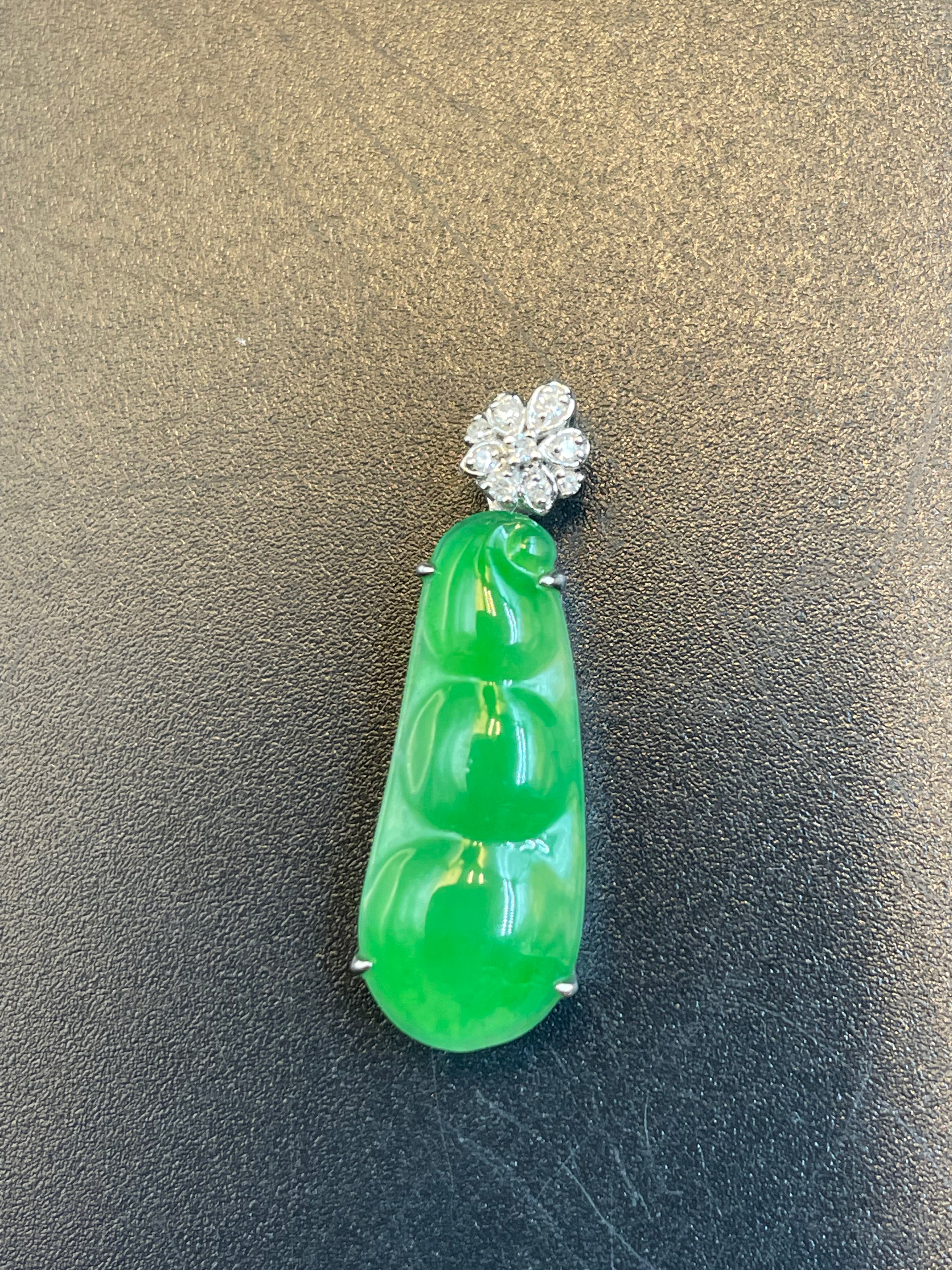 緬甸天然翡翠陽綠福豆/三元及第吊墜