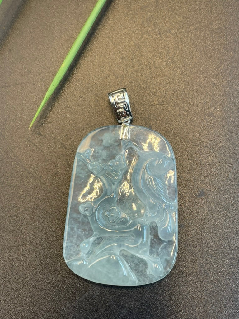 緬甸天然翡翠花鳥吊墜