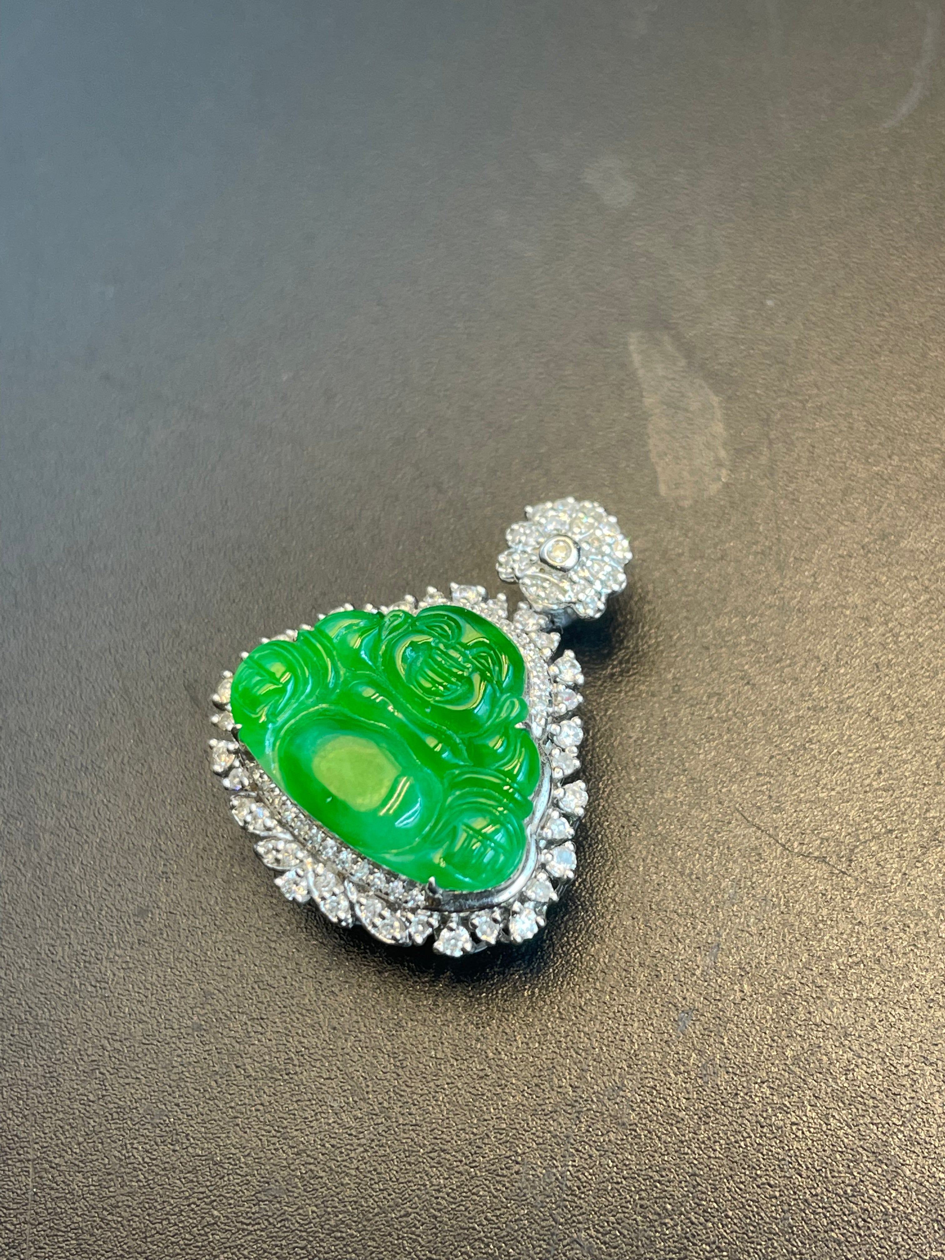 天然翡翠陽綠彌勒吊墜