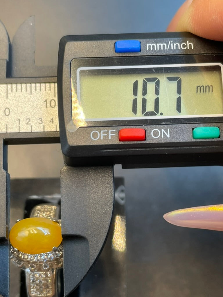 緬甸天然翡翠黃翡蛋面戒指