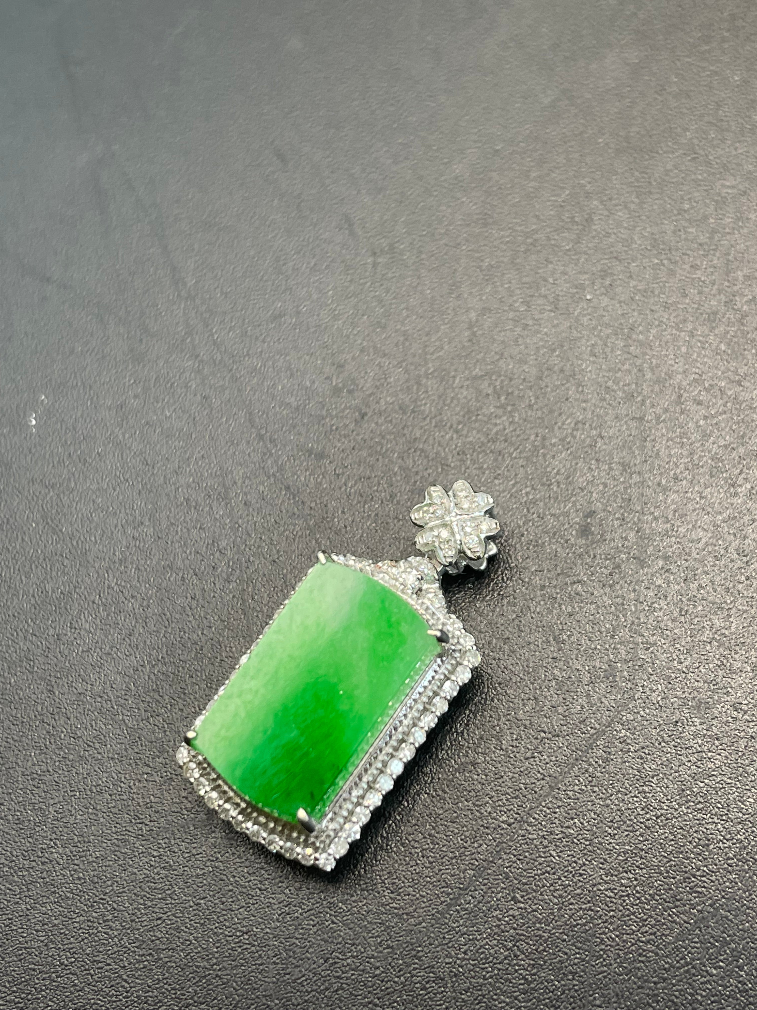 緬甸天然翡翠陽綠無事牌吊墜