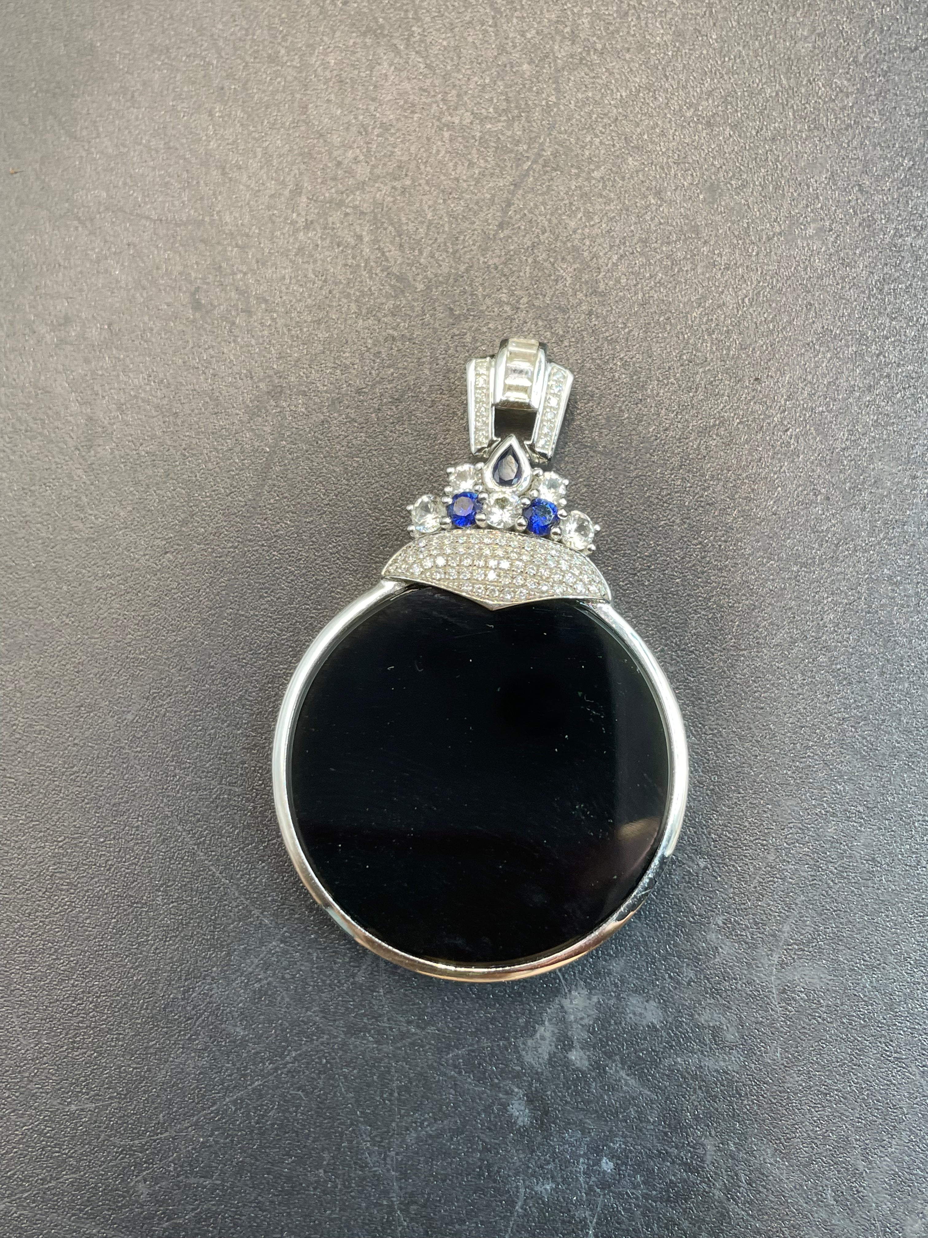 天然翡翠墨翠圓牌無事牌吊墜