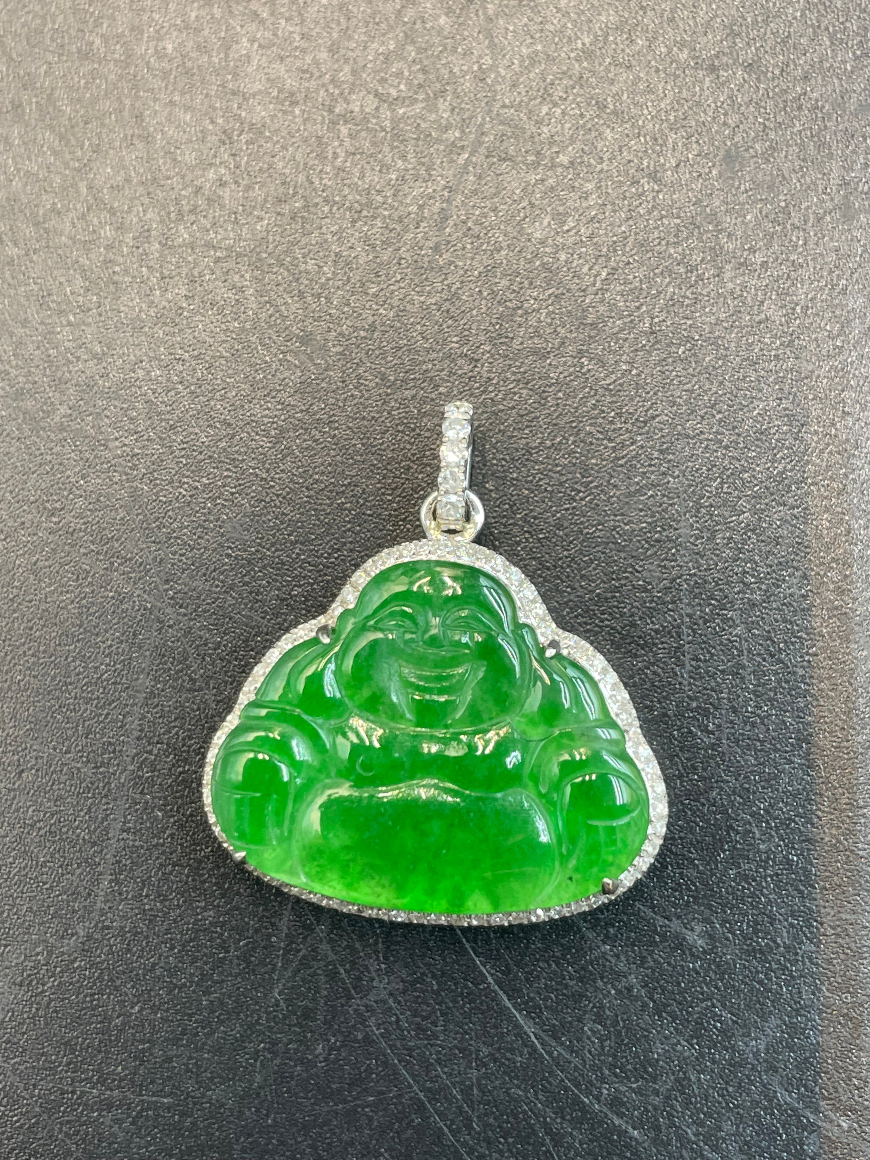 緬甸天然翡翠陽綠彌勒吊墜