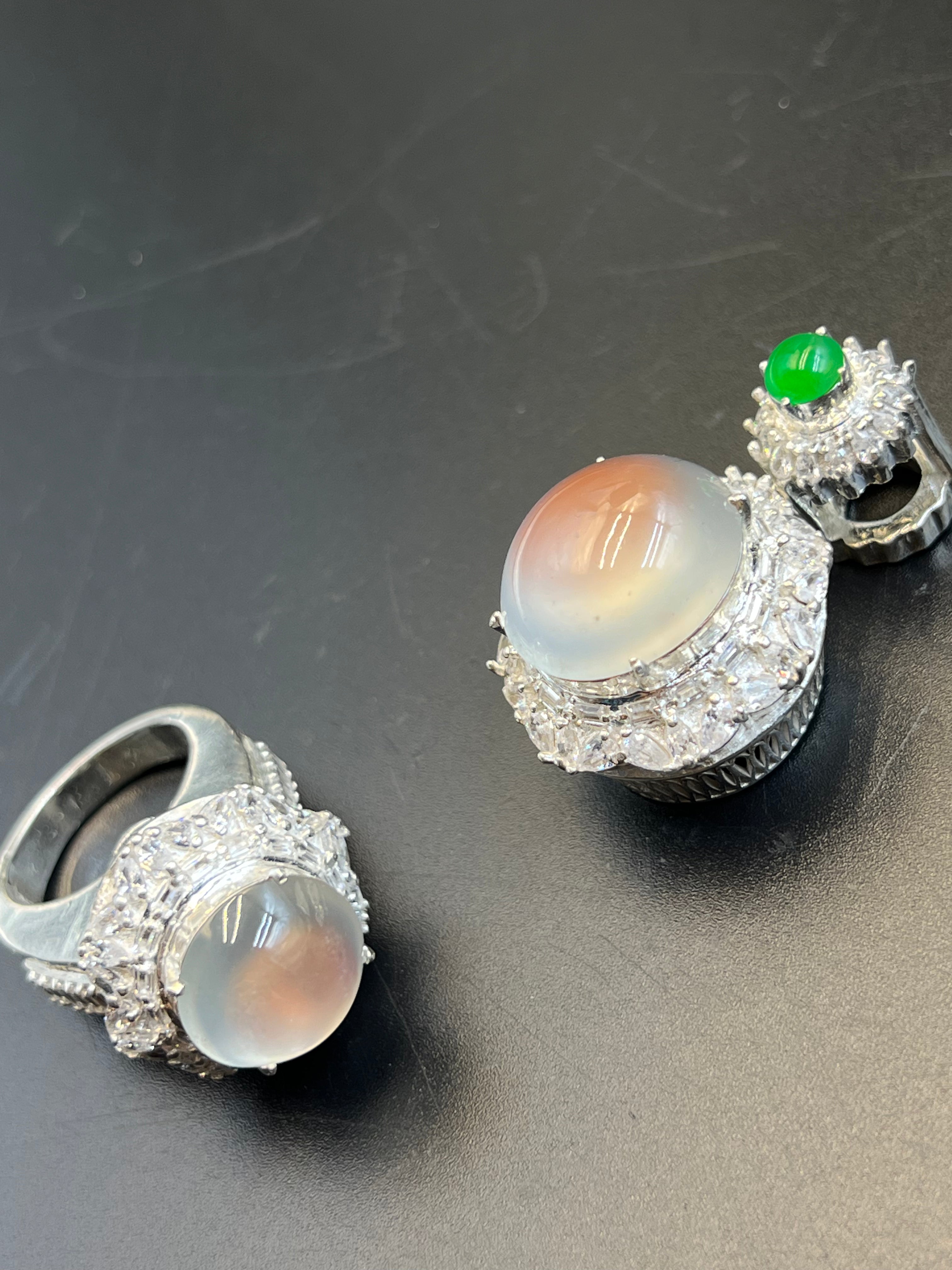 緬甸天然翡翠冰種蛋面首飾吊墜戒指