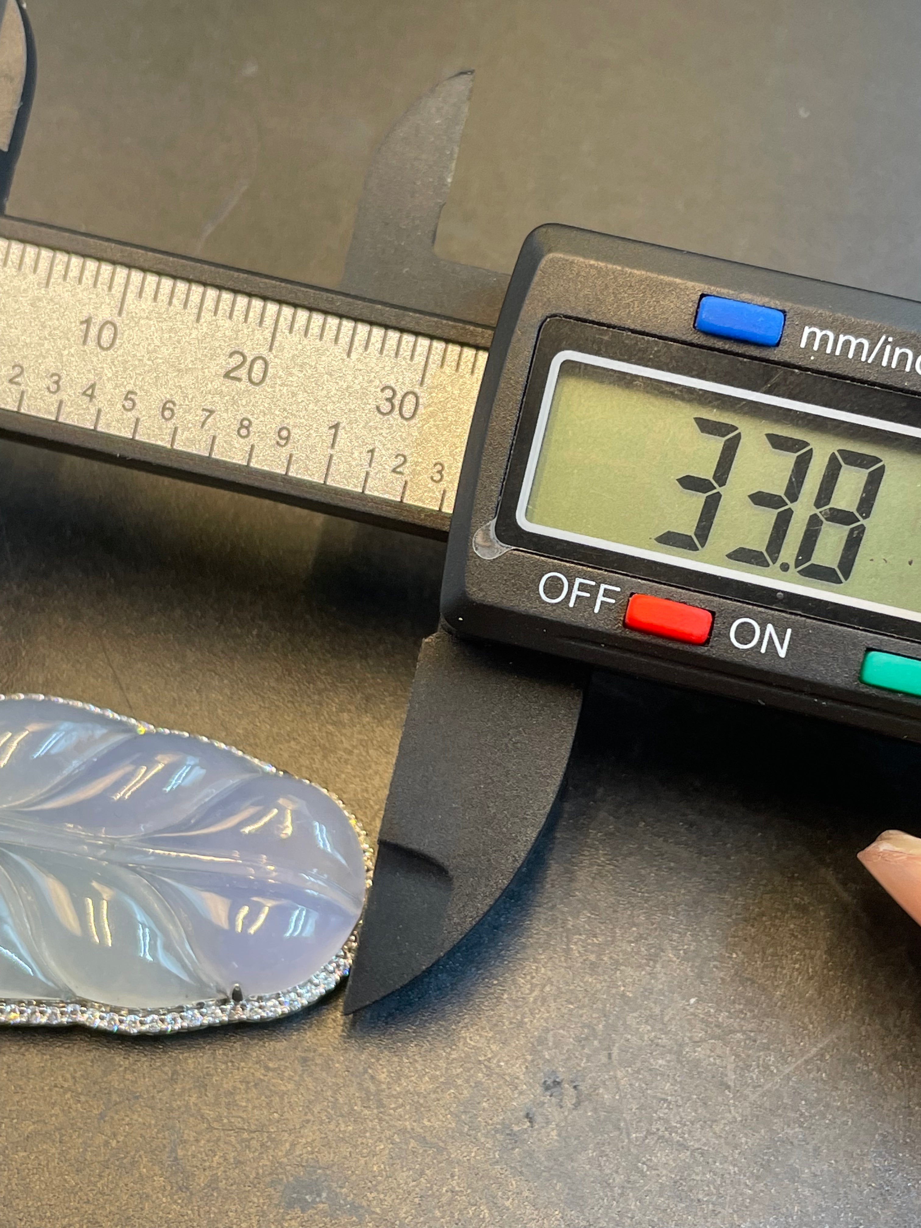 緬甸天然翡翠冰飄紫花葉子/金枝玉葉吊墜