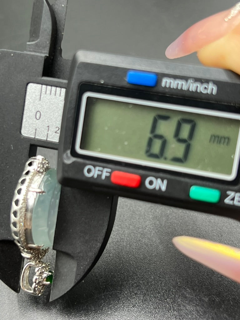 緬甸天然翡翠冰種飄花雪花棉無事圓牌吊墜