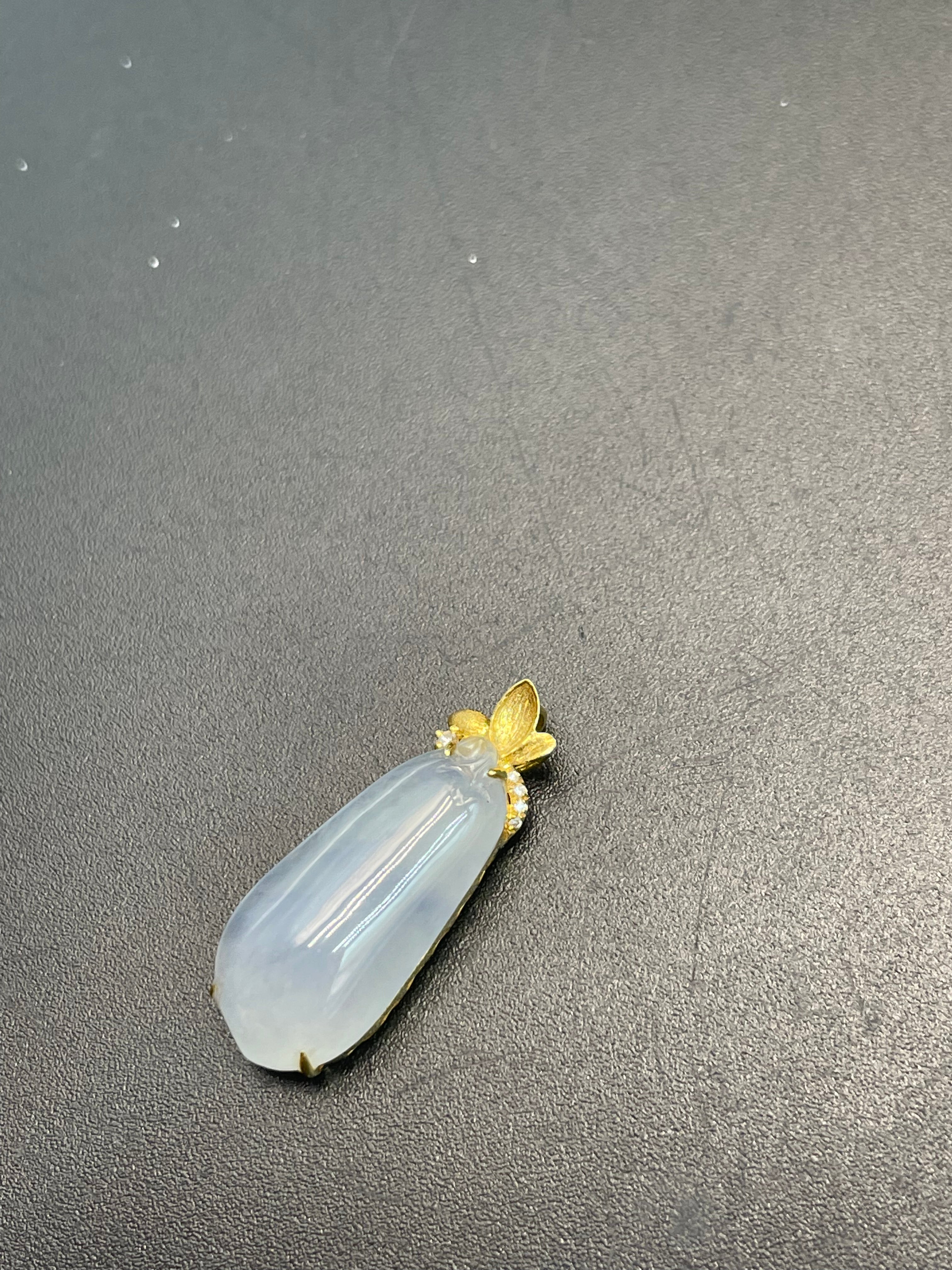 緬甸天然翡翠飄紫花福瓜吊墜