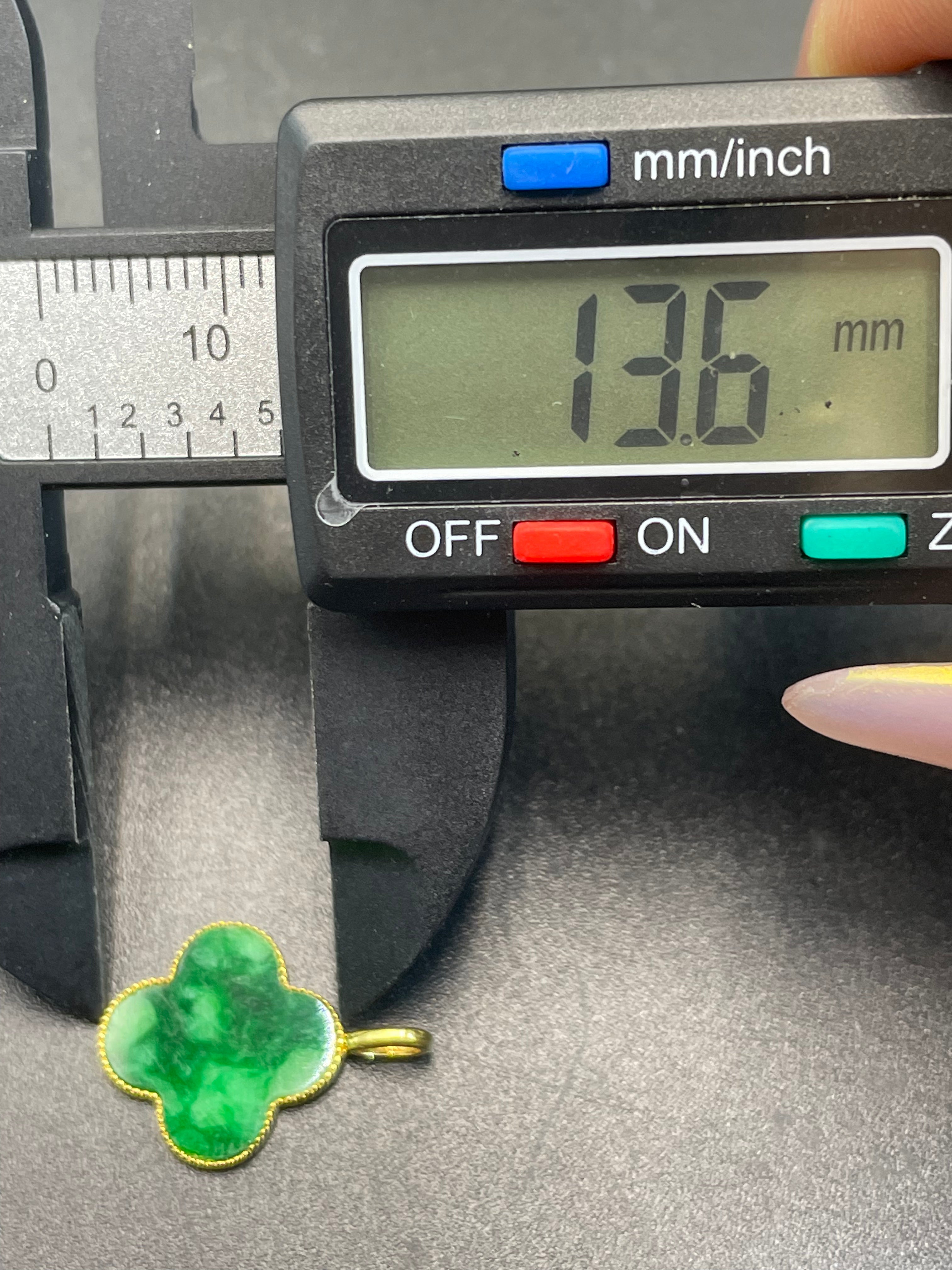 緬甸天然翡翠陽綠四葉草吊墜