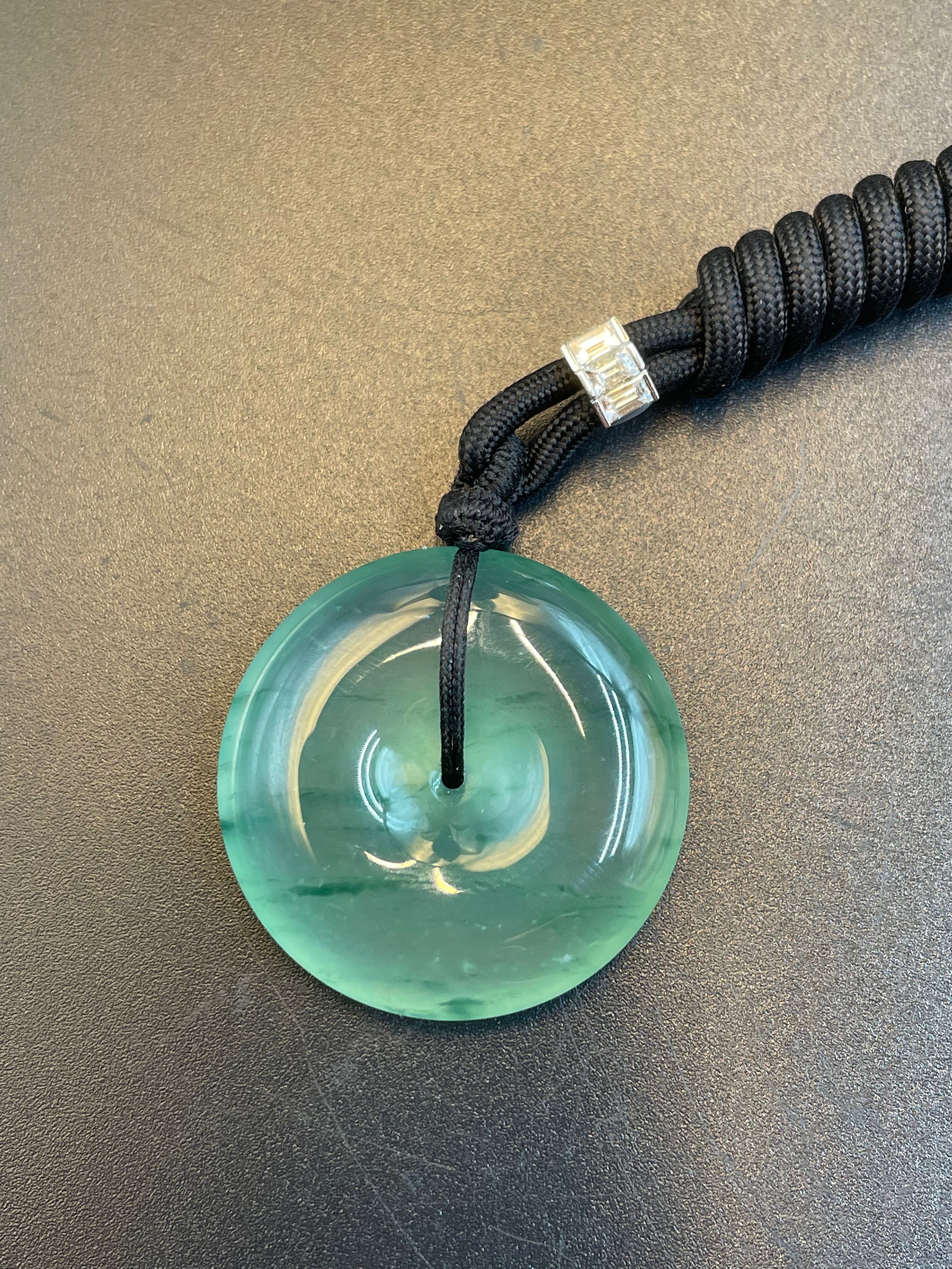 天然翡翠冰種晴水飄綠花平安扣玉珮吊墜