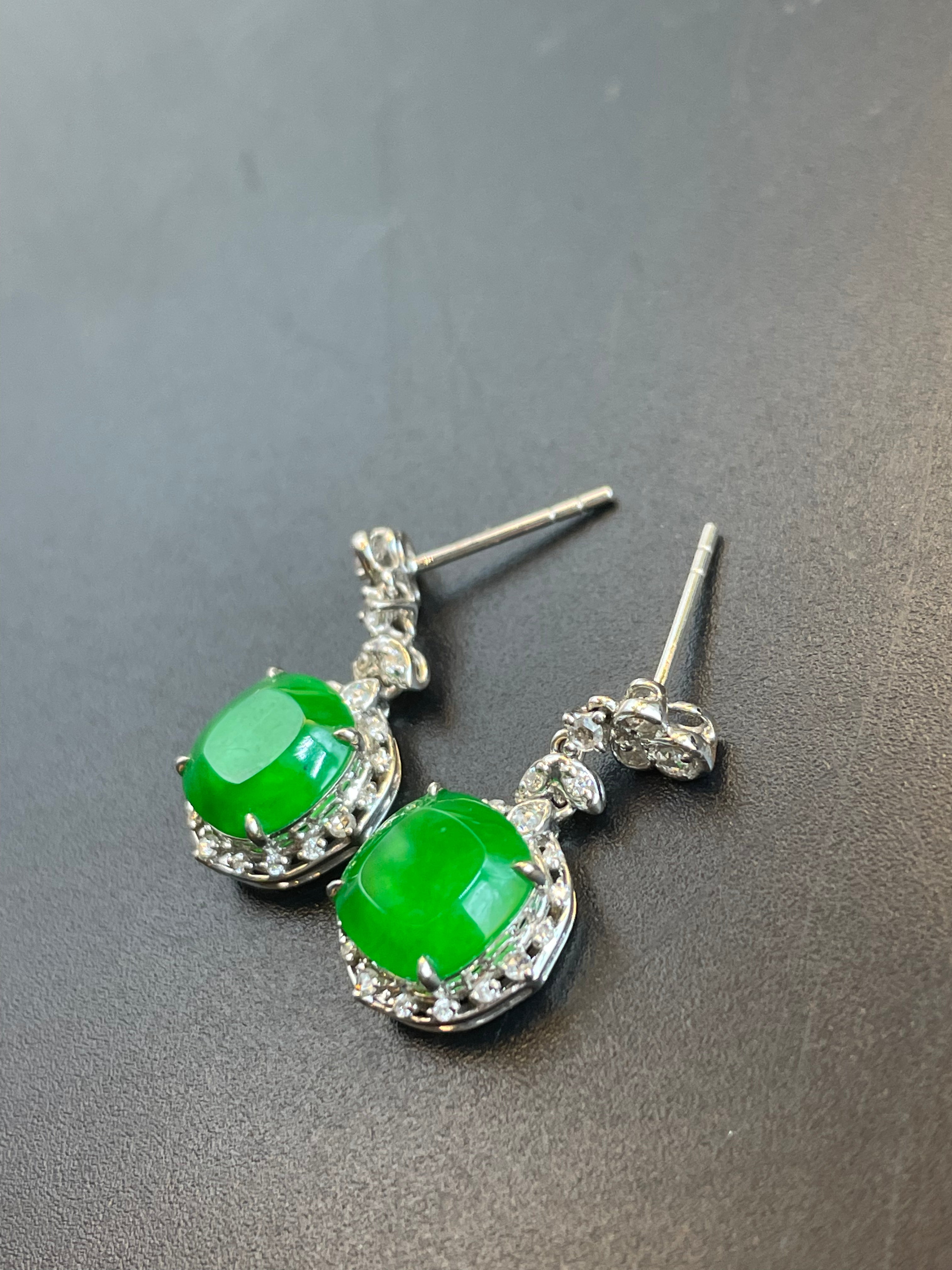 天然翡翠陽綠耳環