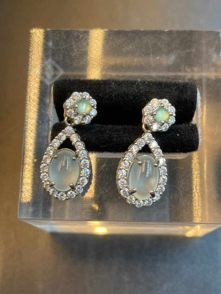 緬甸天然翡翠黃翡/冰綠蛋面耳環耳釘耳墜/俏色設計款/禮物