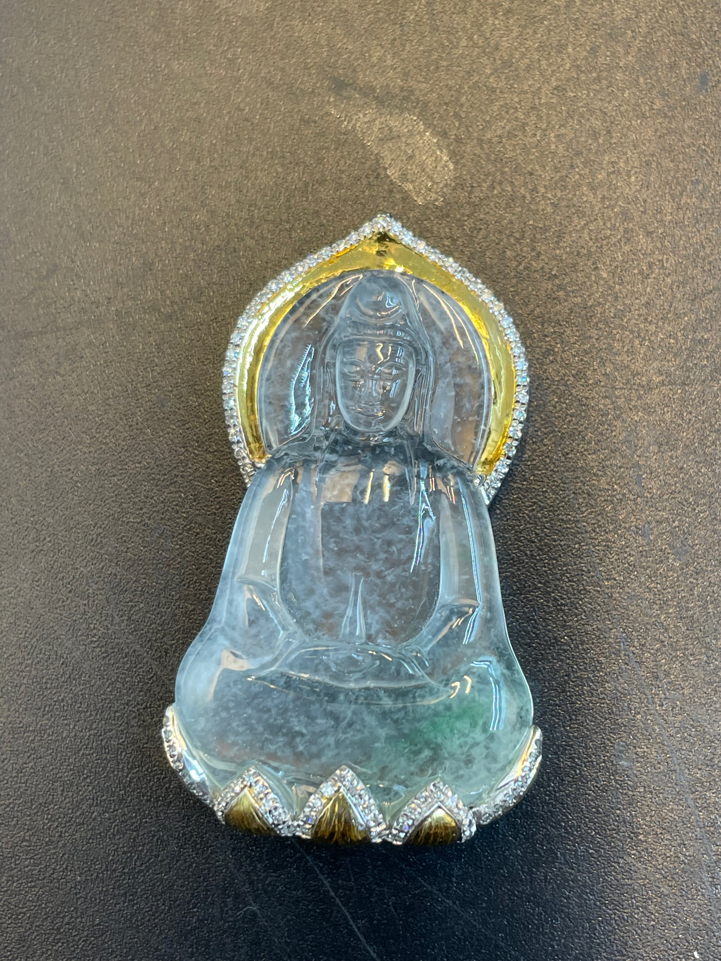 天然翡翠冰種觀音吊墜