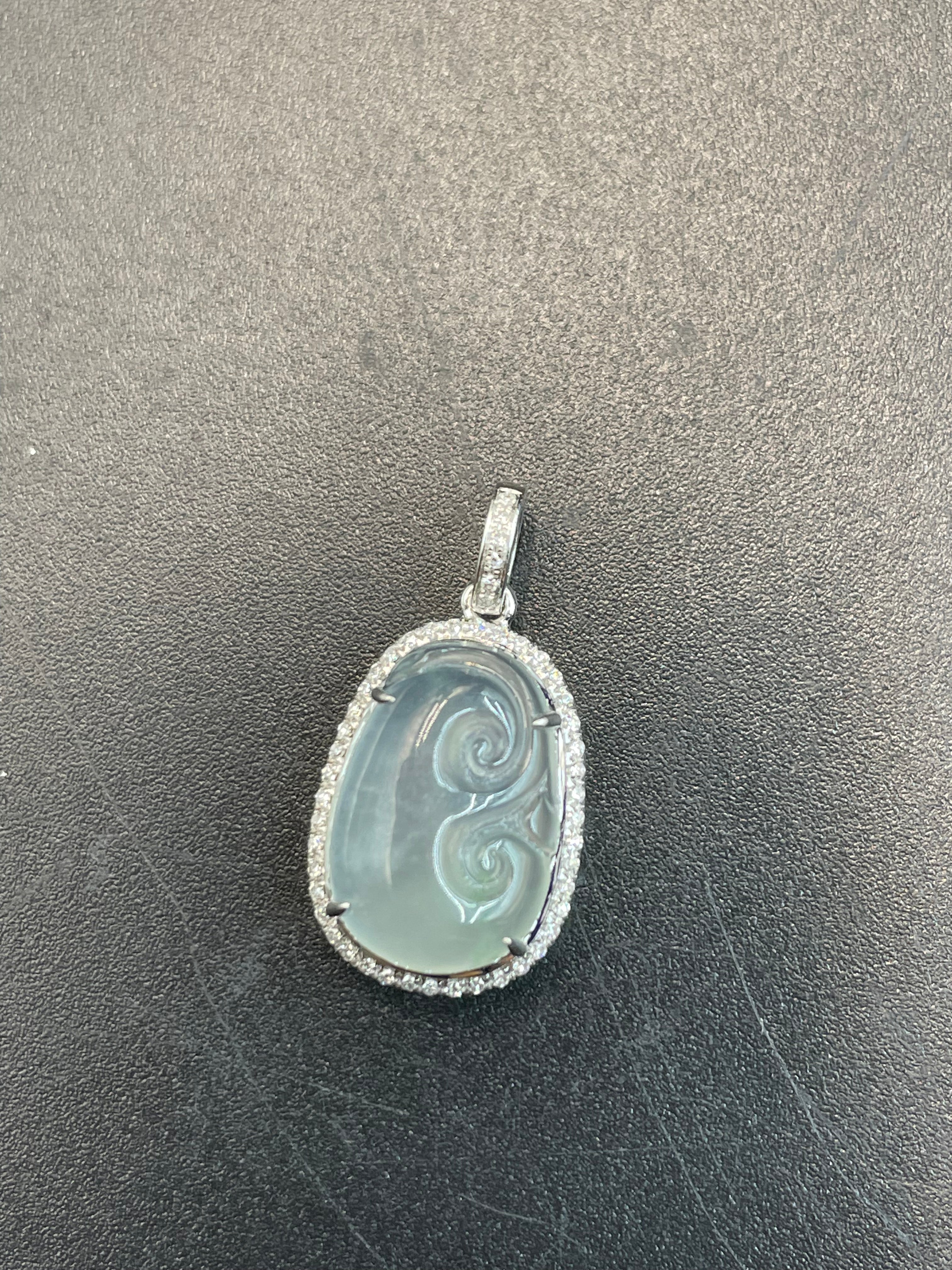 緬甸天然翡翠如意吊墜