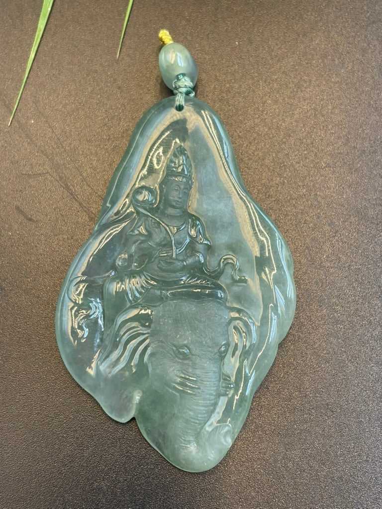 天然緬甸翡翠普賢菩薩吊墜