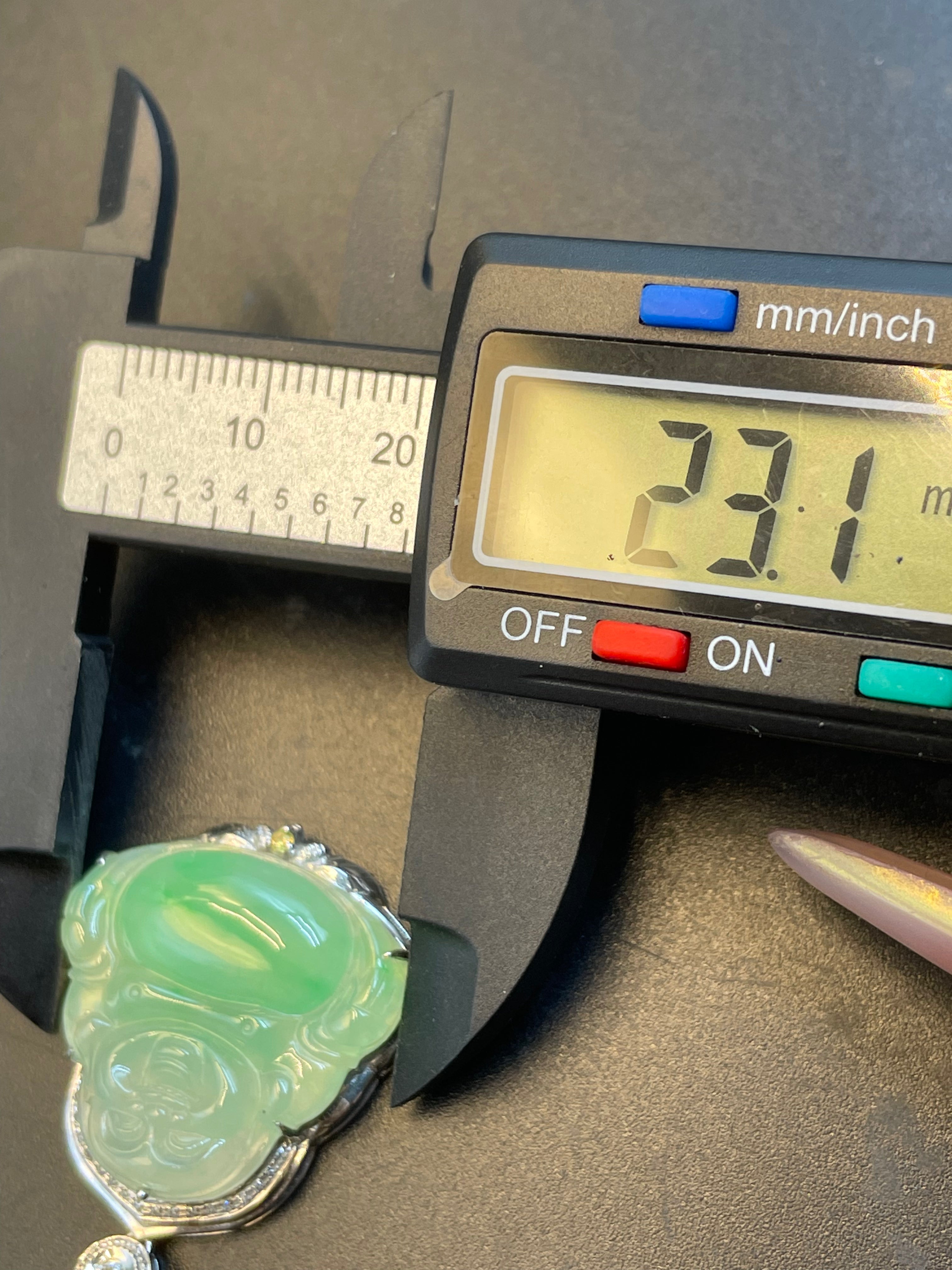 緬甸天然翡翠冰晴飄花彌勒吊墜