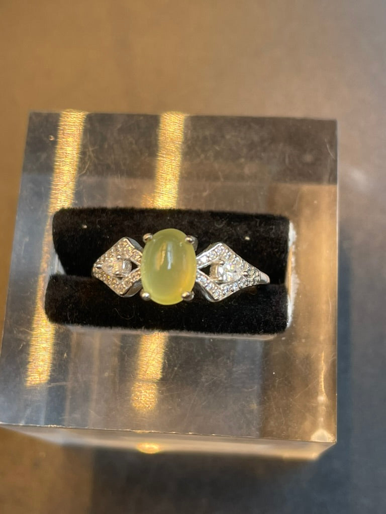 緬甸天然翡翠冰黃/黃翡/冰種蛋面戒指/簡約/設計/禮物