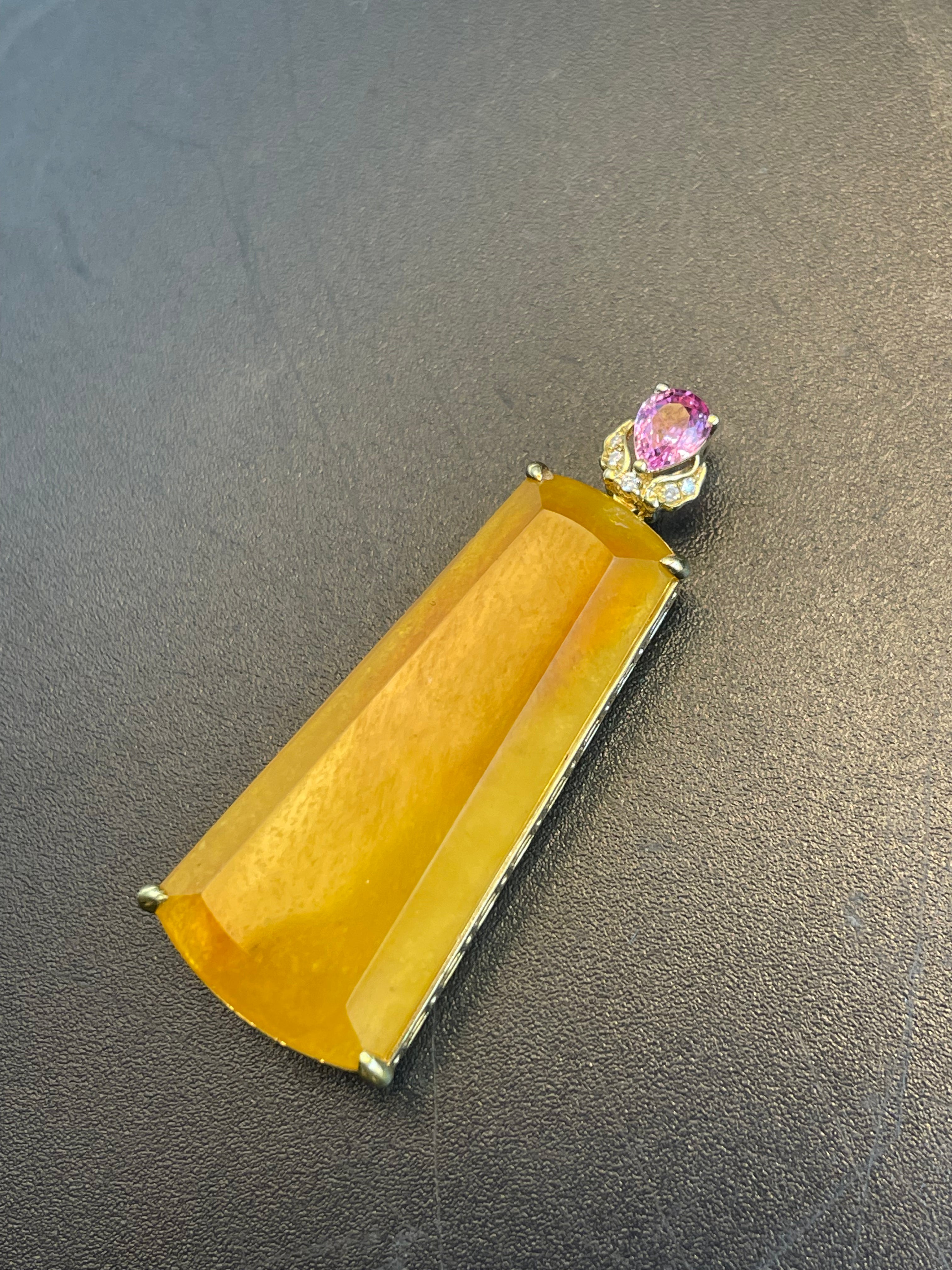 天然翡翠黃翡無事牌吊墜