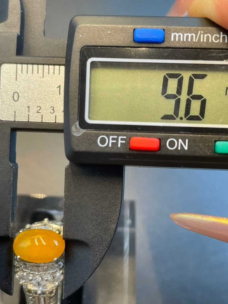 緬甸天然翡翠黃翡蛋面戒指