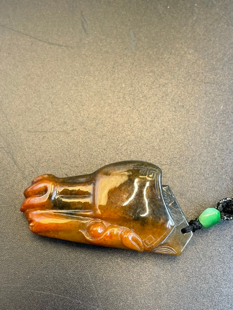 天然緬甸翡翠馬到成功吊墜