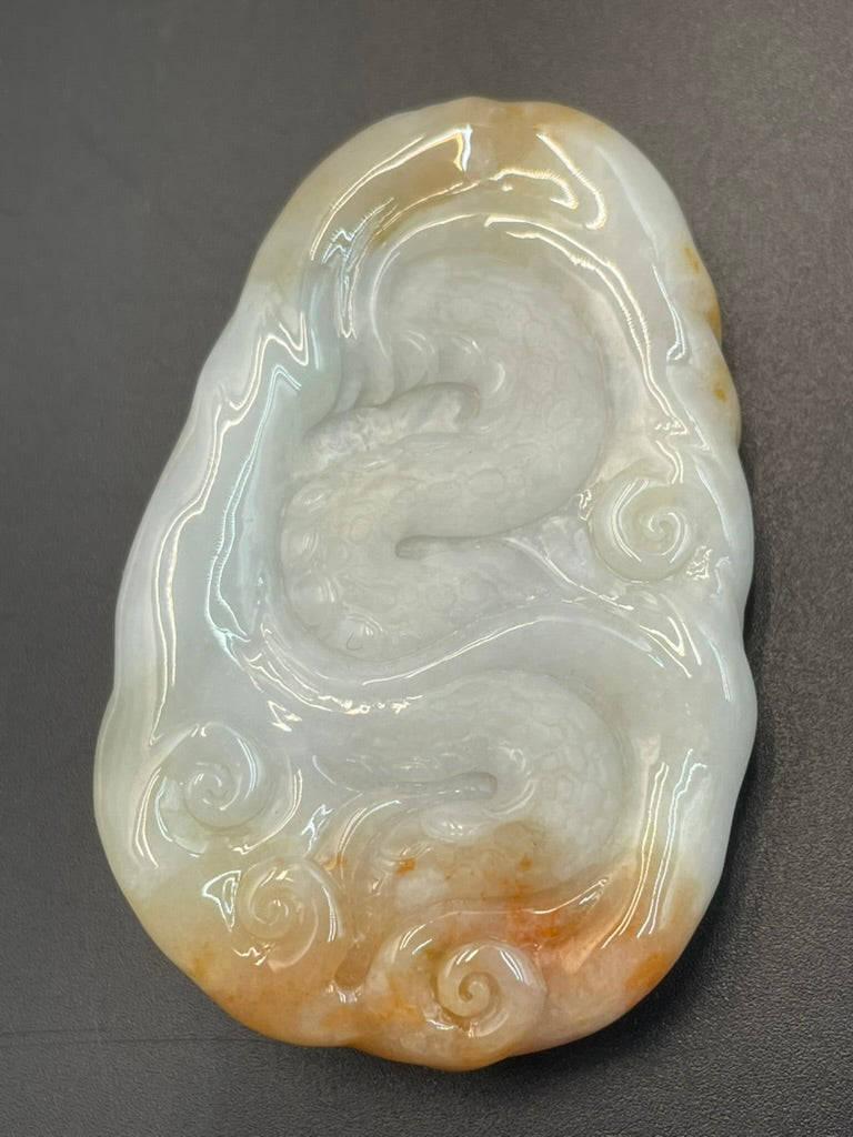緬甸天然翡翠龍牌吊墜