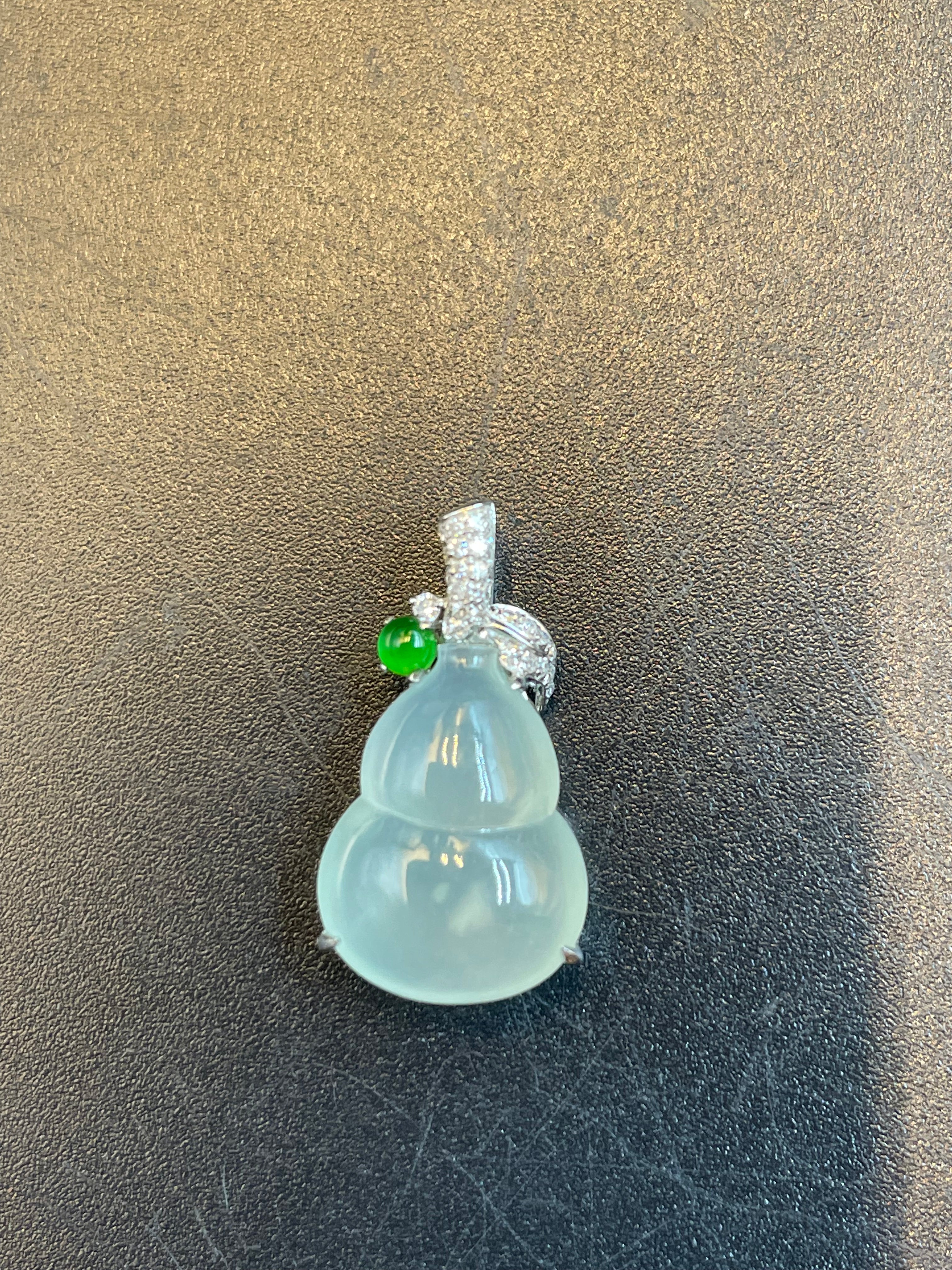 緬甸天然翡翠冰種葫蘆/福祿吊墜