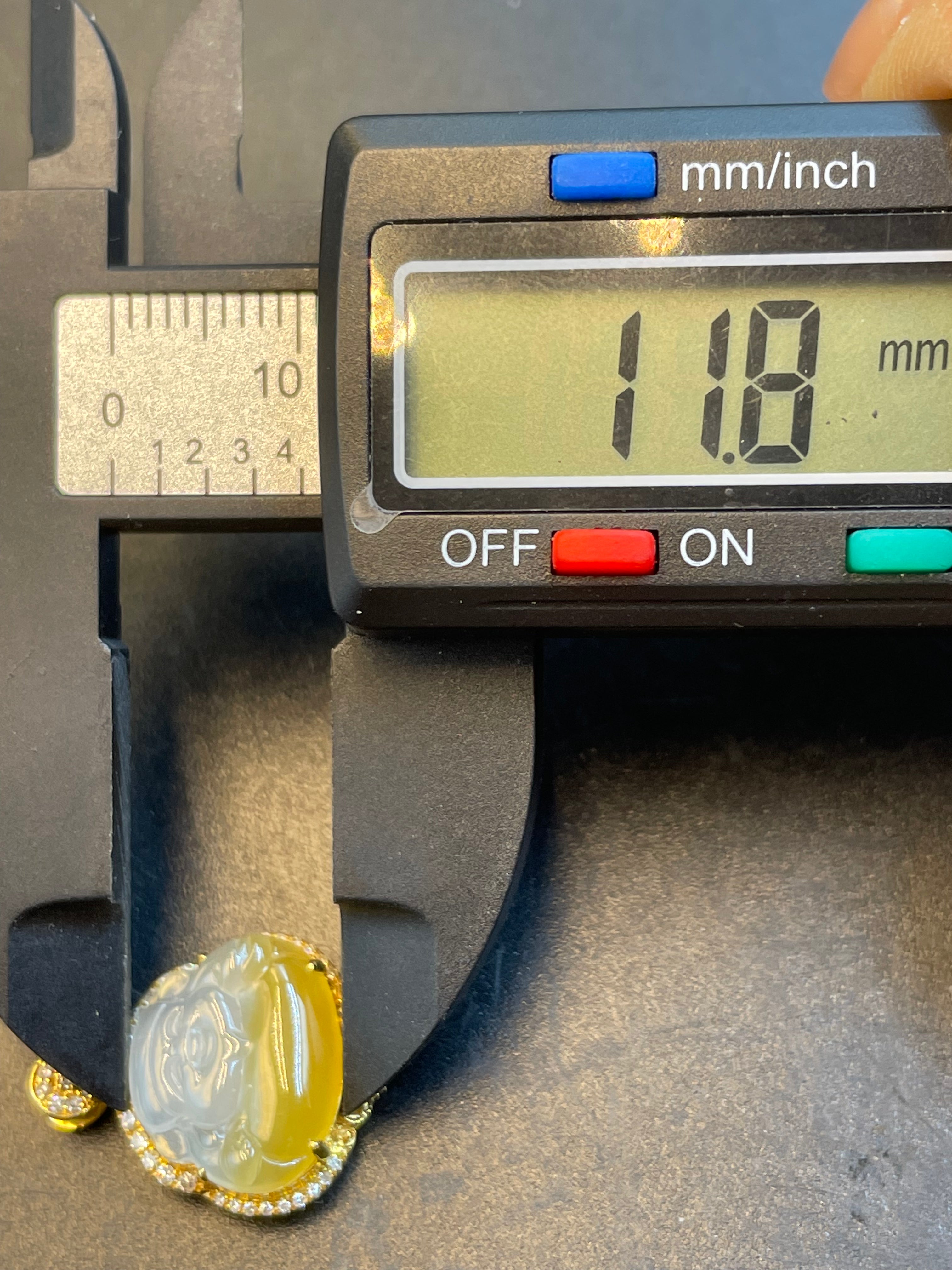 緬甸天然翡翠冰黃翡彌勒佛公吊墜