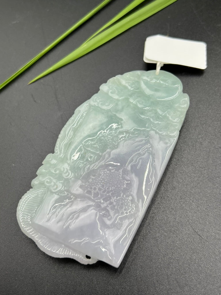 緬甸天然翡翠鳳舞九天・祥瑞河山吊墜