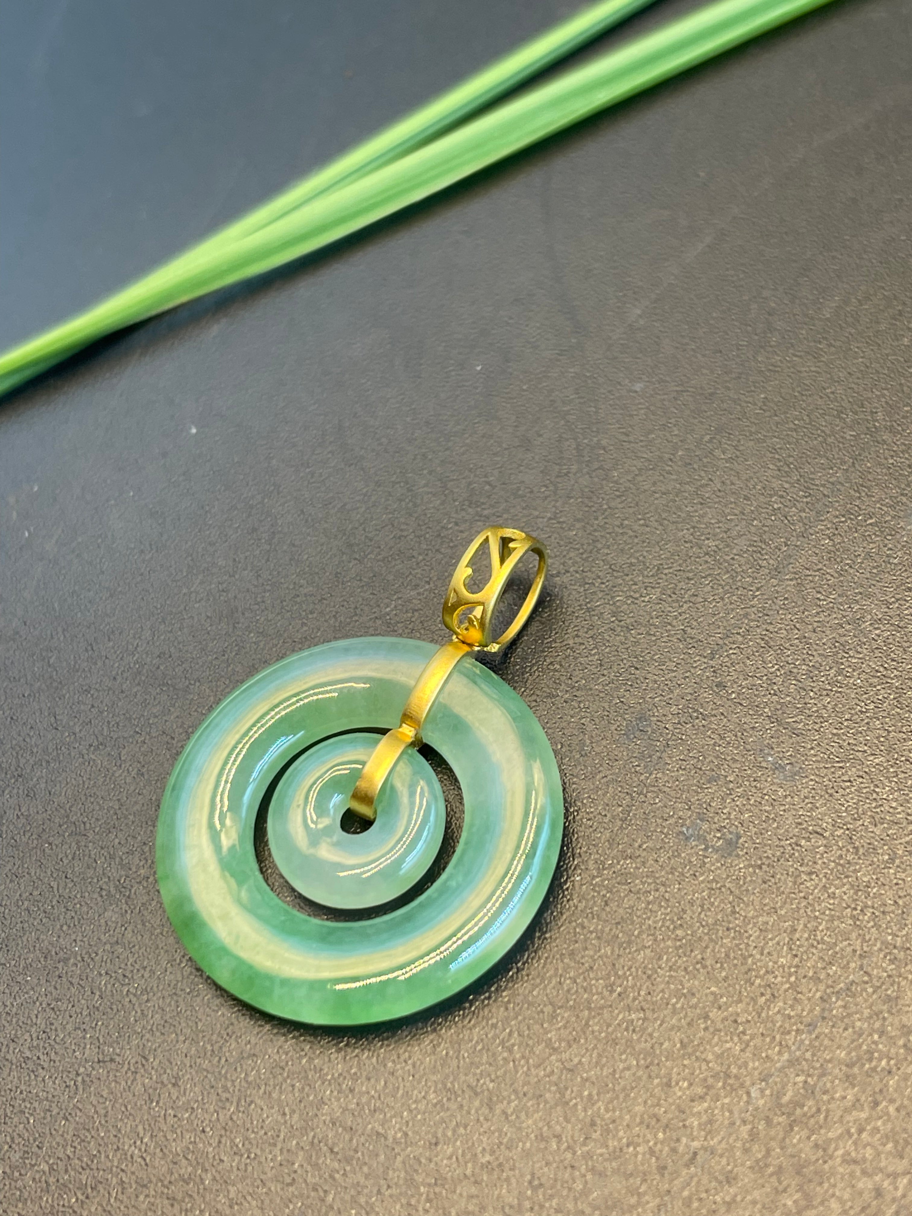 緬甸天然翡翠子母平安扣吊墜