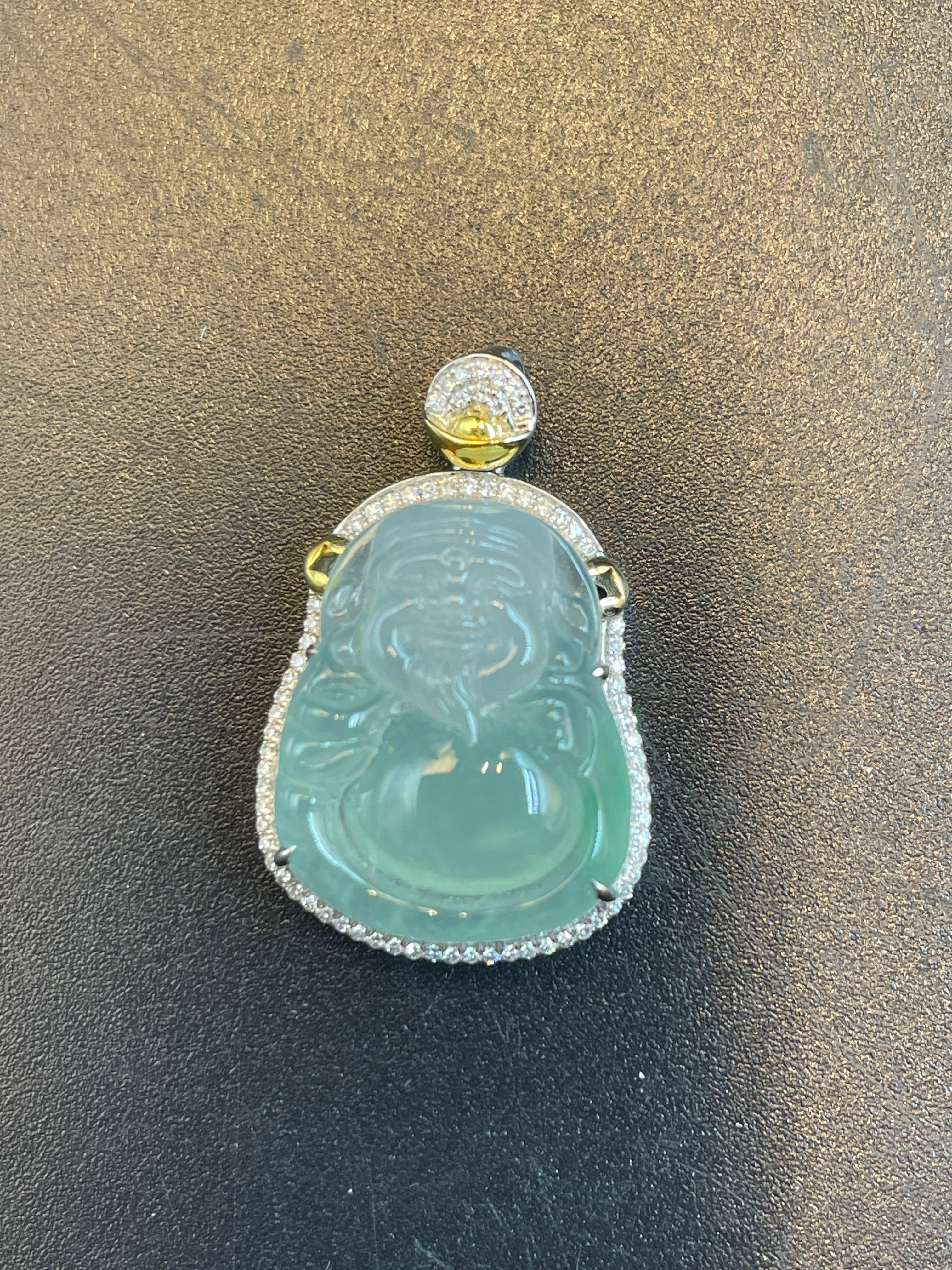 緬甸天然翡翠冰種財神吊墜