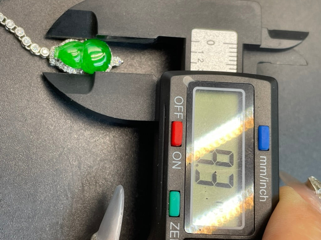 緬甸天然翡翠陽綠葫蘆/福祿吊墜耳環耳飾