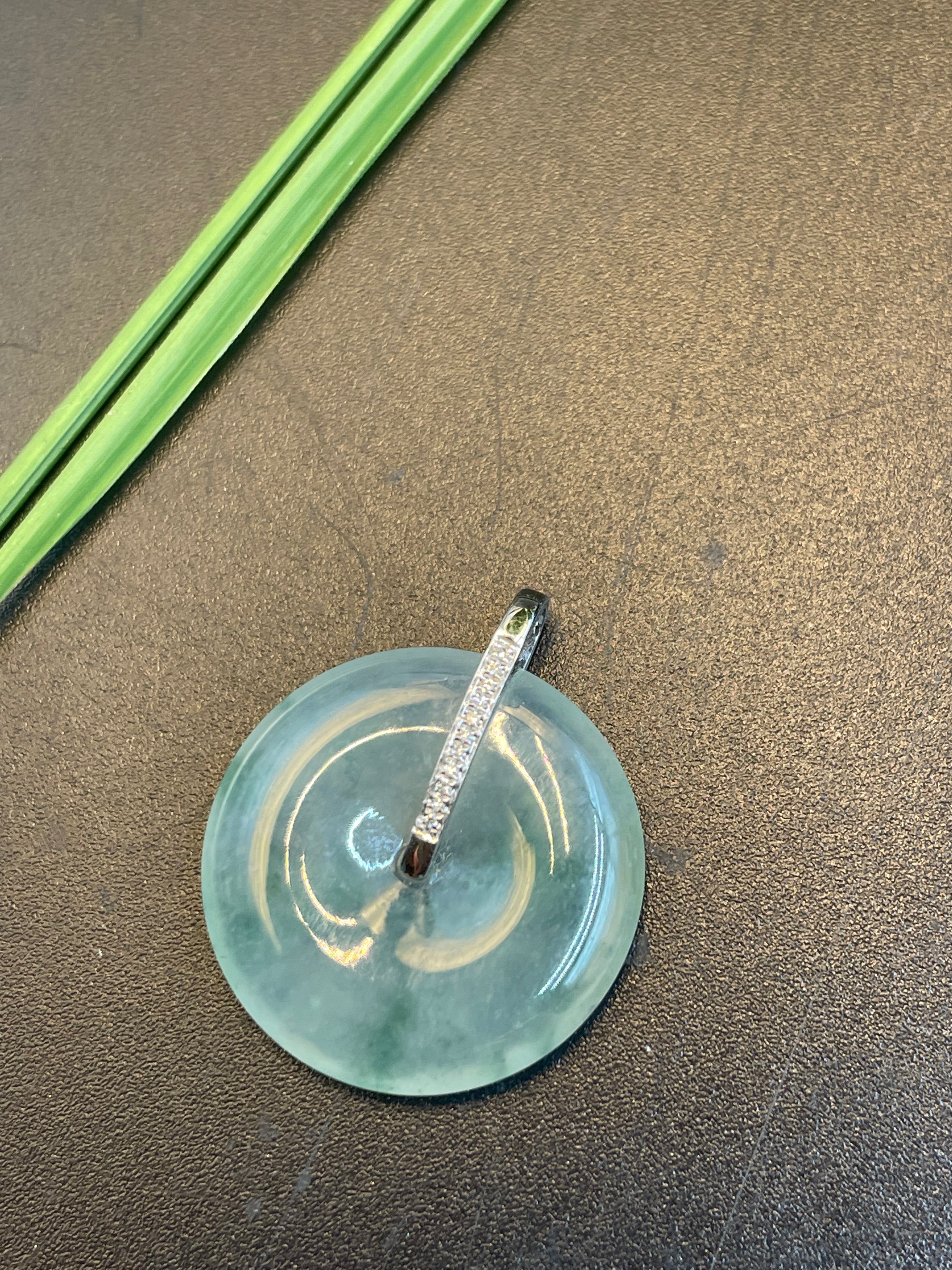 緬甸天然翡翠飄綠平安扣吊墜