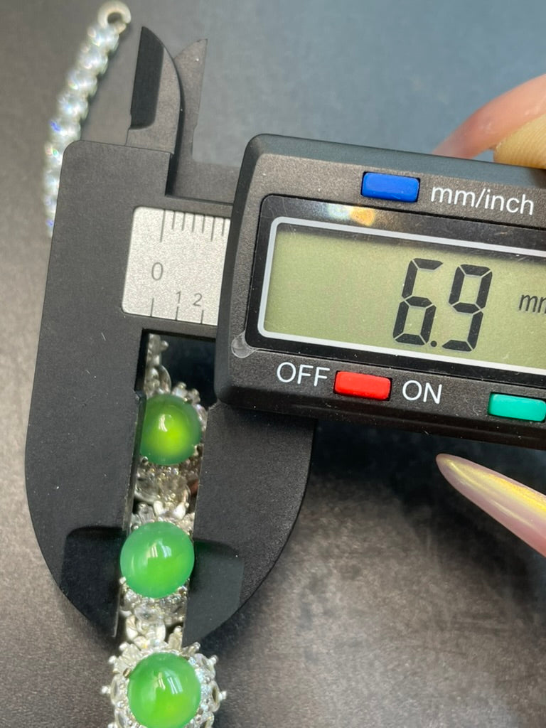緬甸天然翡翠冰果綠蛋面手鏈