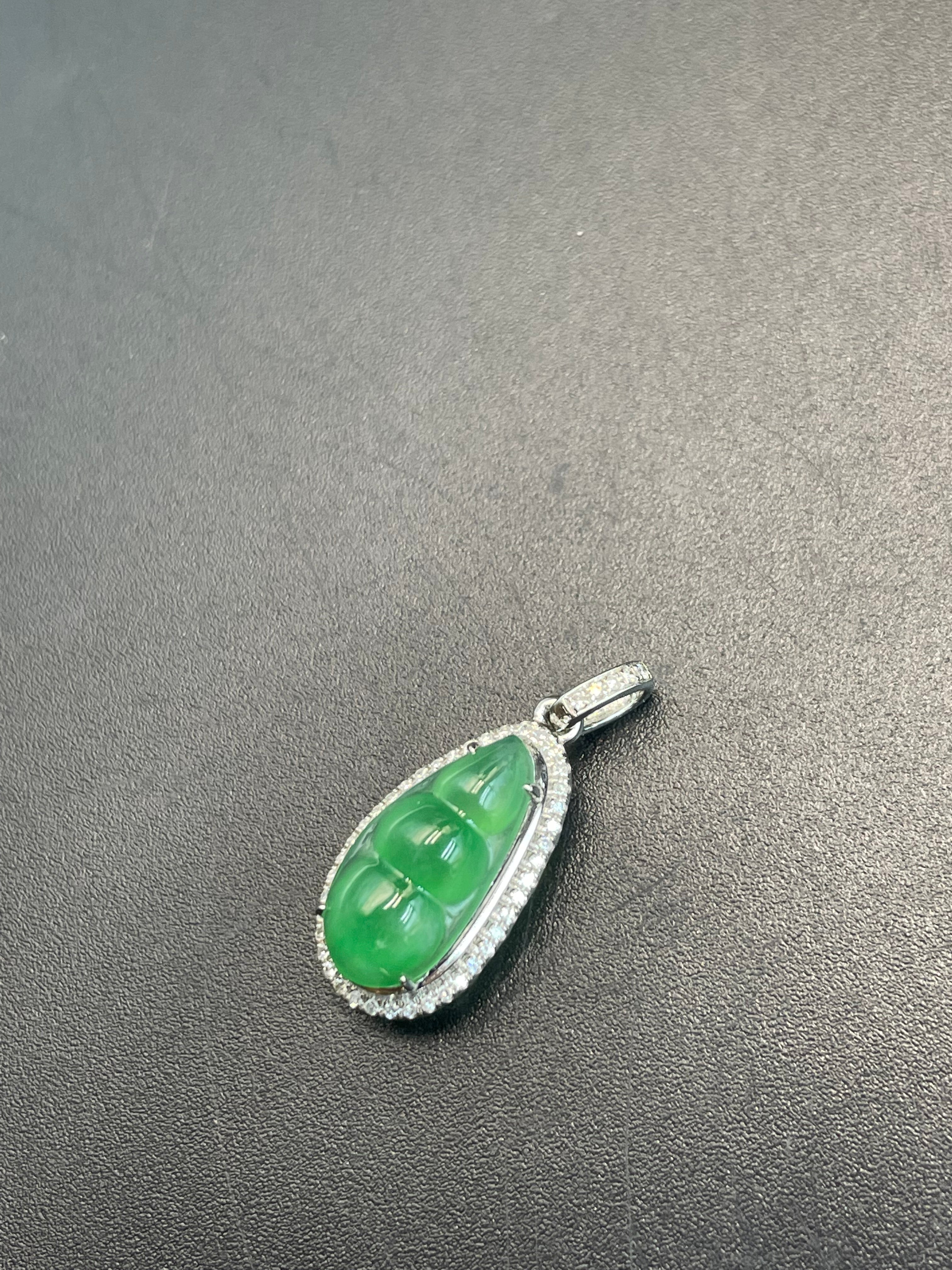 緬甸天然翡翠福豆/三元及第吊墜