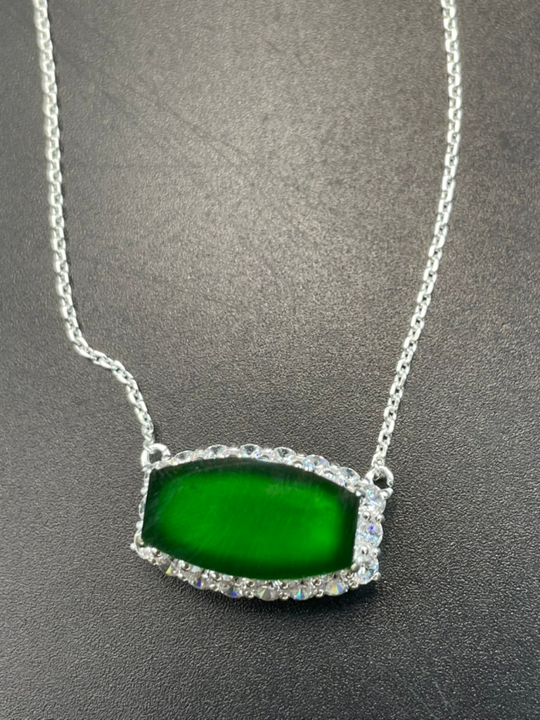 天然翡翠陽綠吊墜項鍊