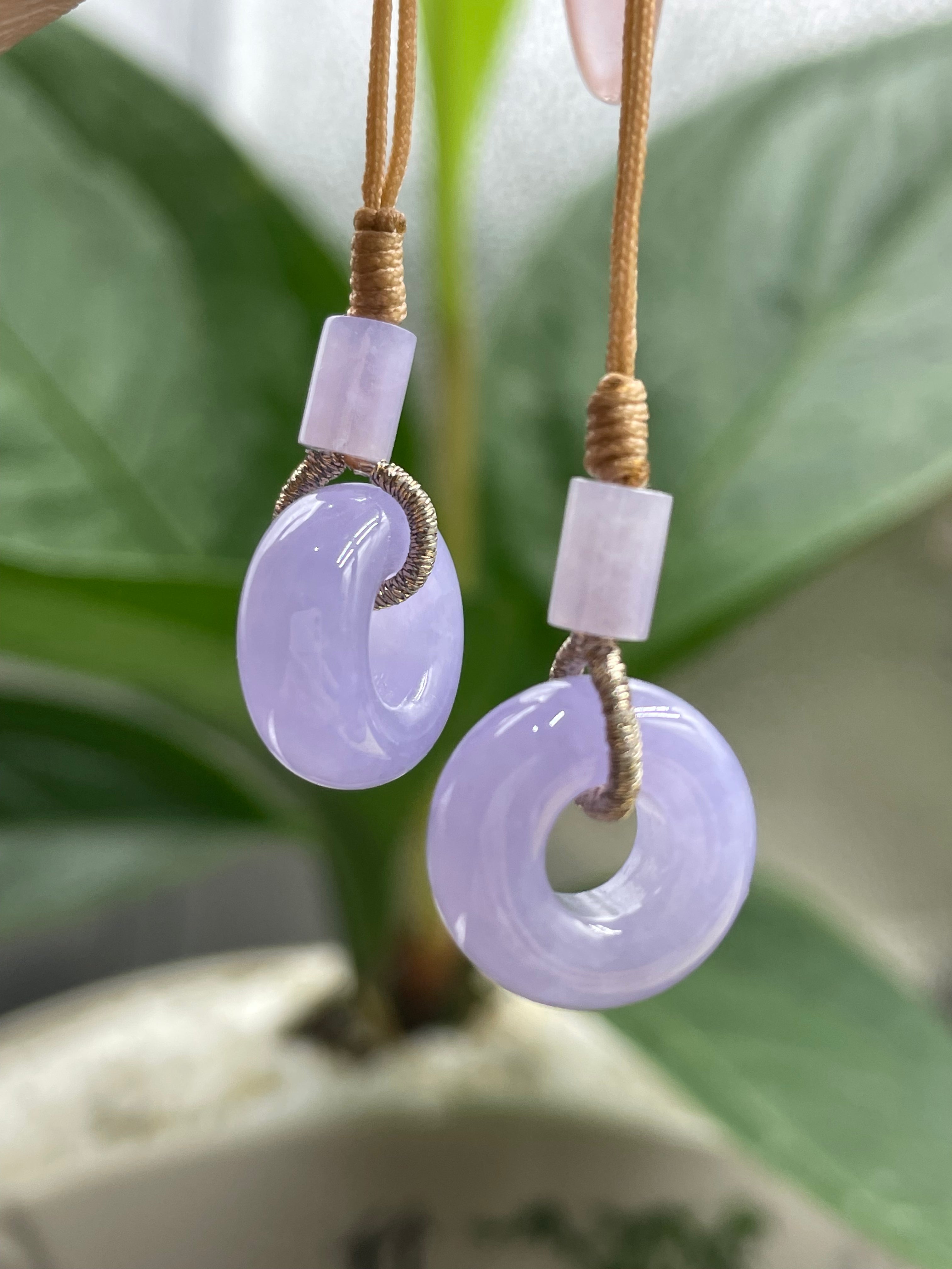 緬甸天然翡翠紫羅蘭平安扣吊墜可做耳環