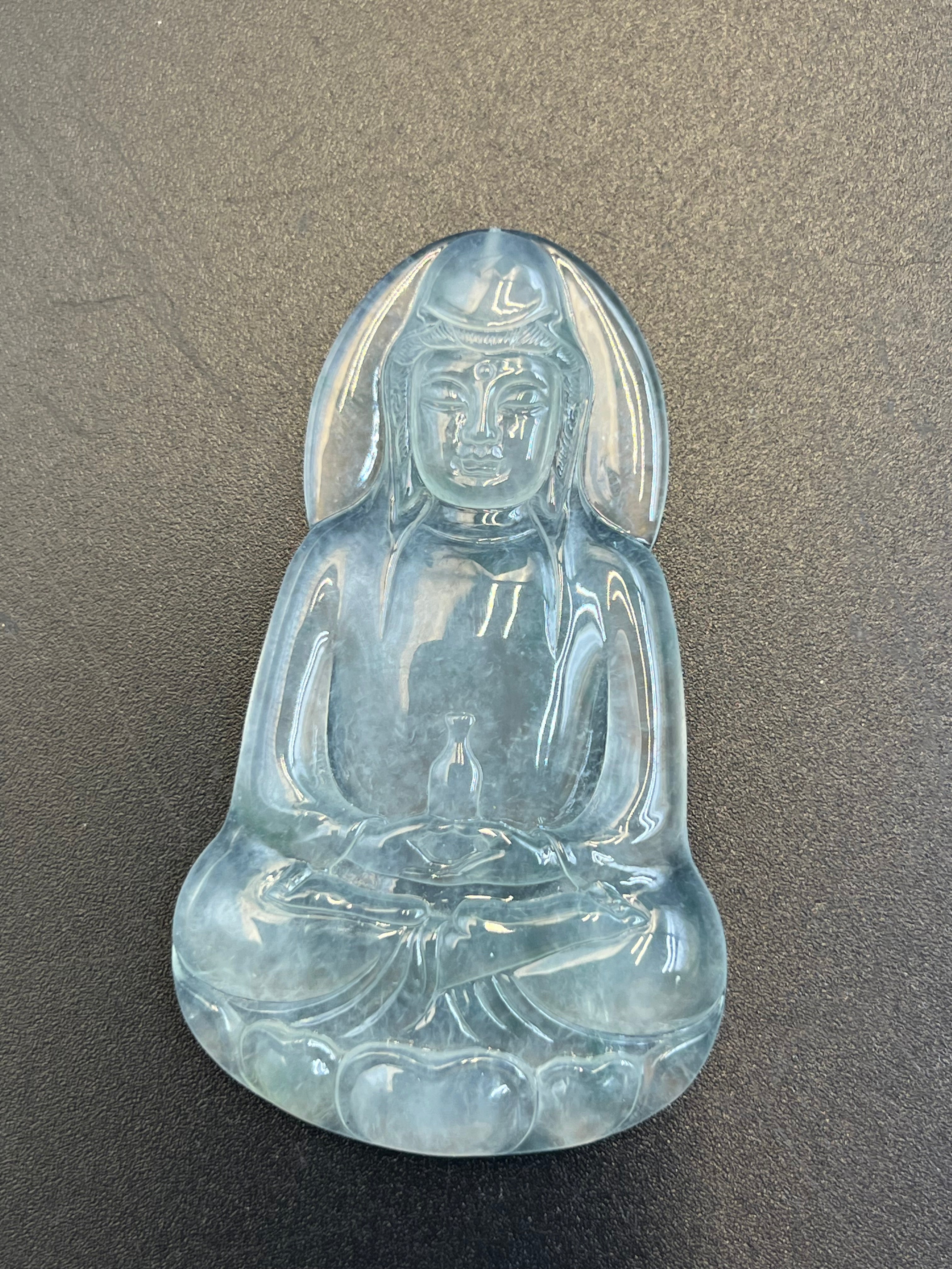 緬甸天然翡翠冰種觀音吊墜