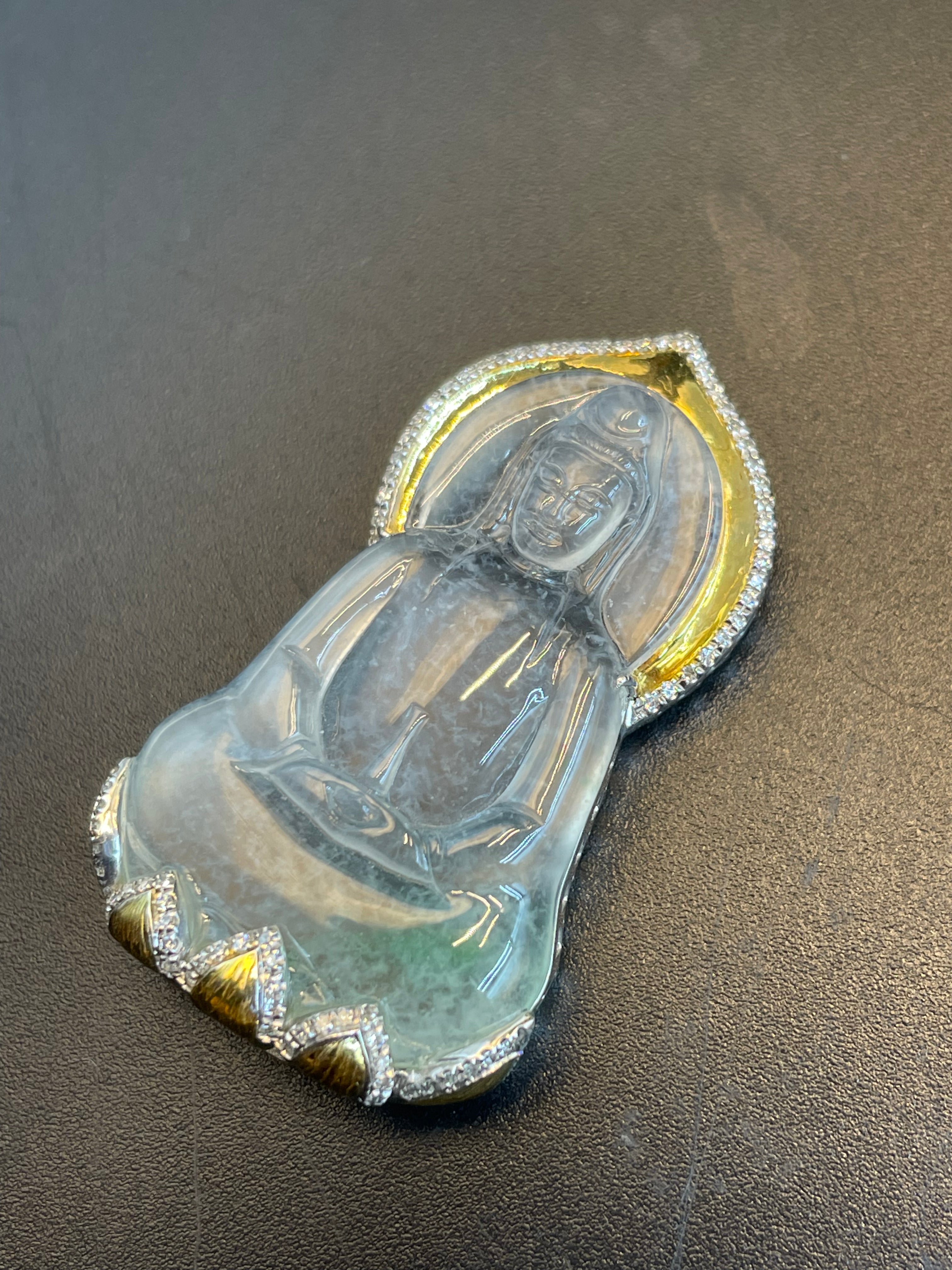 天然翡翠冰種觀音吊墜