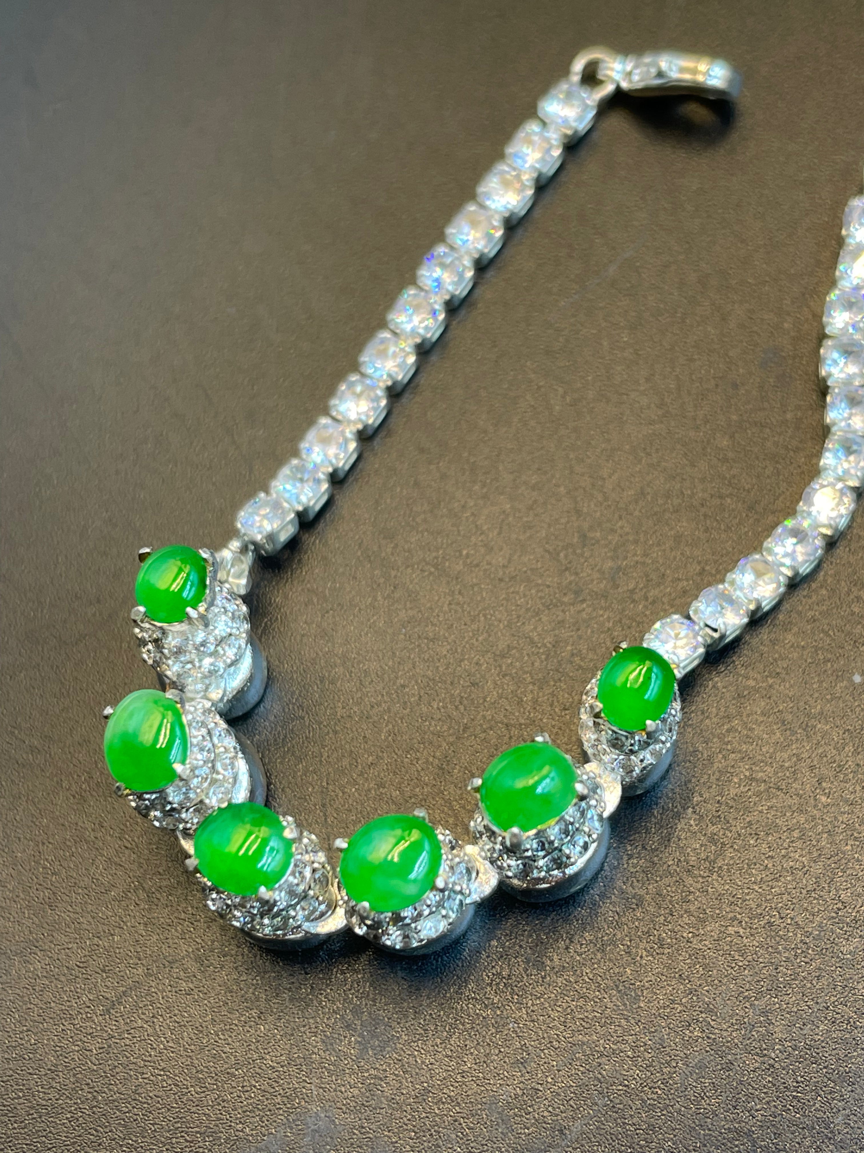 緬甸天然翡翠陽綠蛋面手鏈