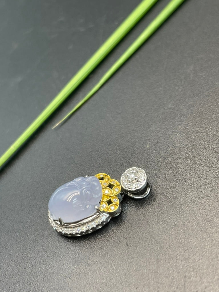 天然緬甸翡翠冰紫貔貅吊墜