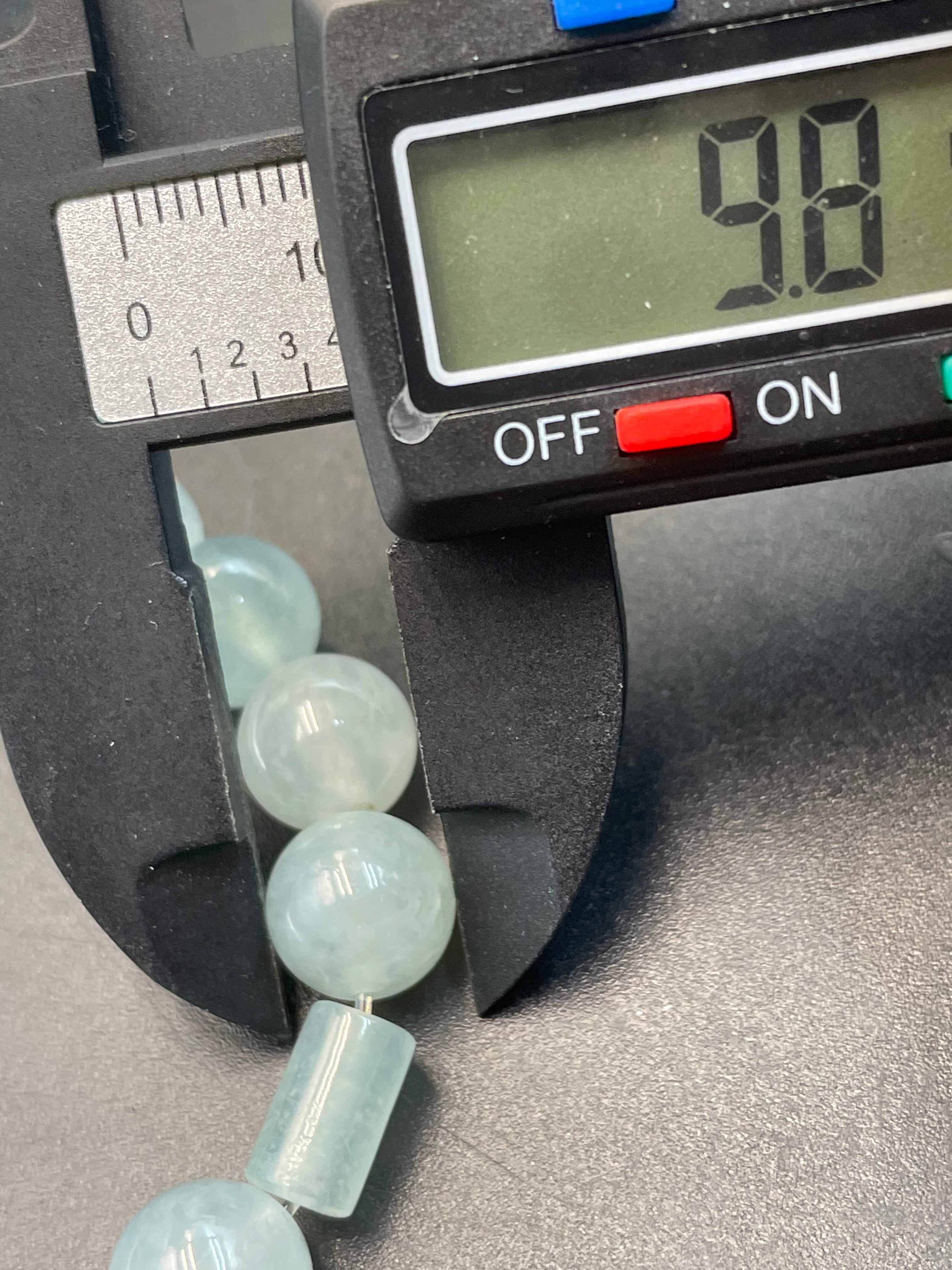 緬甸天然翡翠冰種冰藍圆珠路路通手串手链