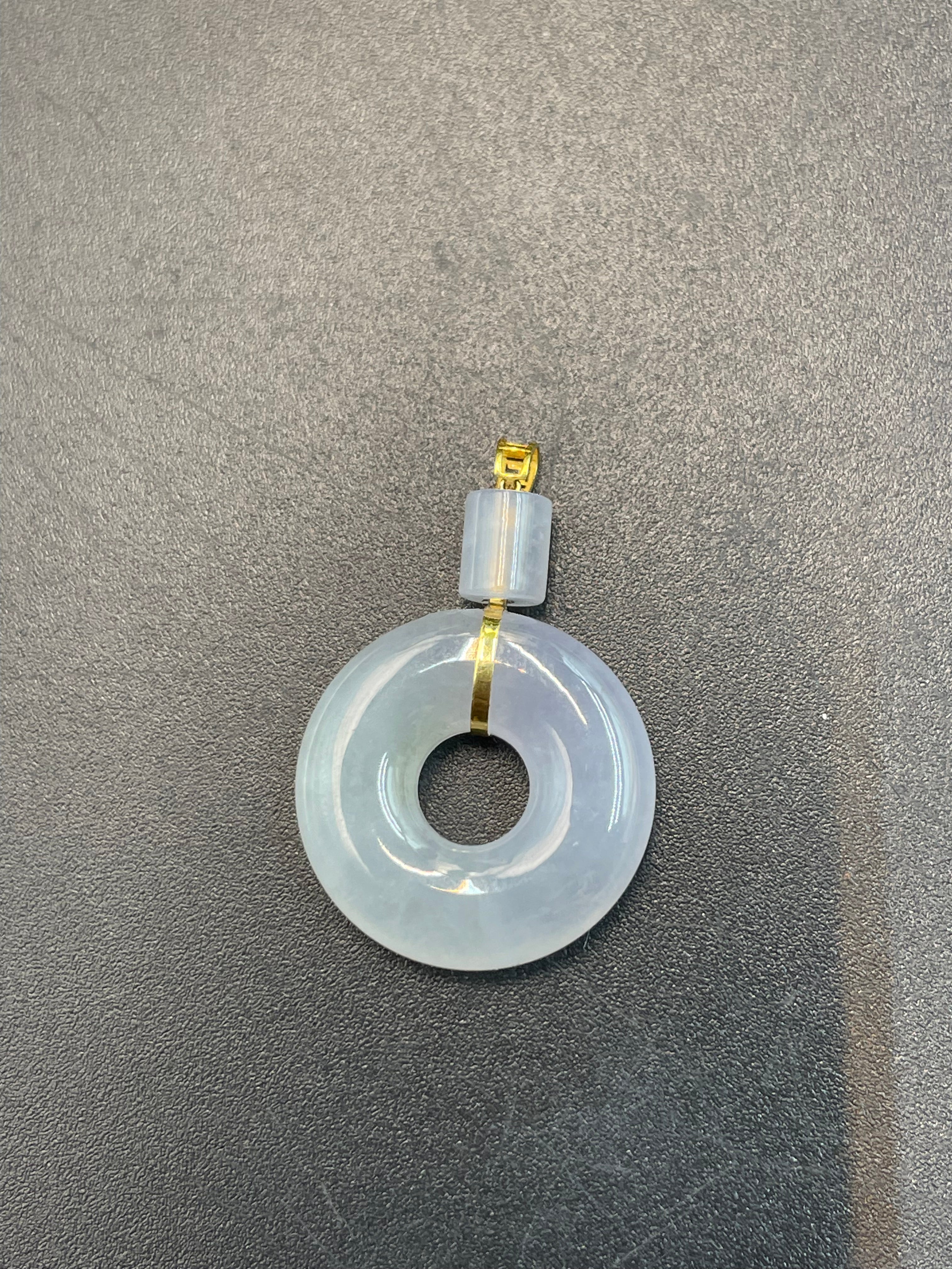 緬甸天然翡翠冰飄紫平安扣吊墜