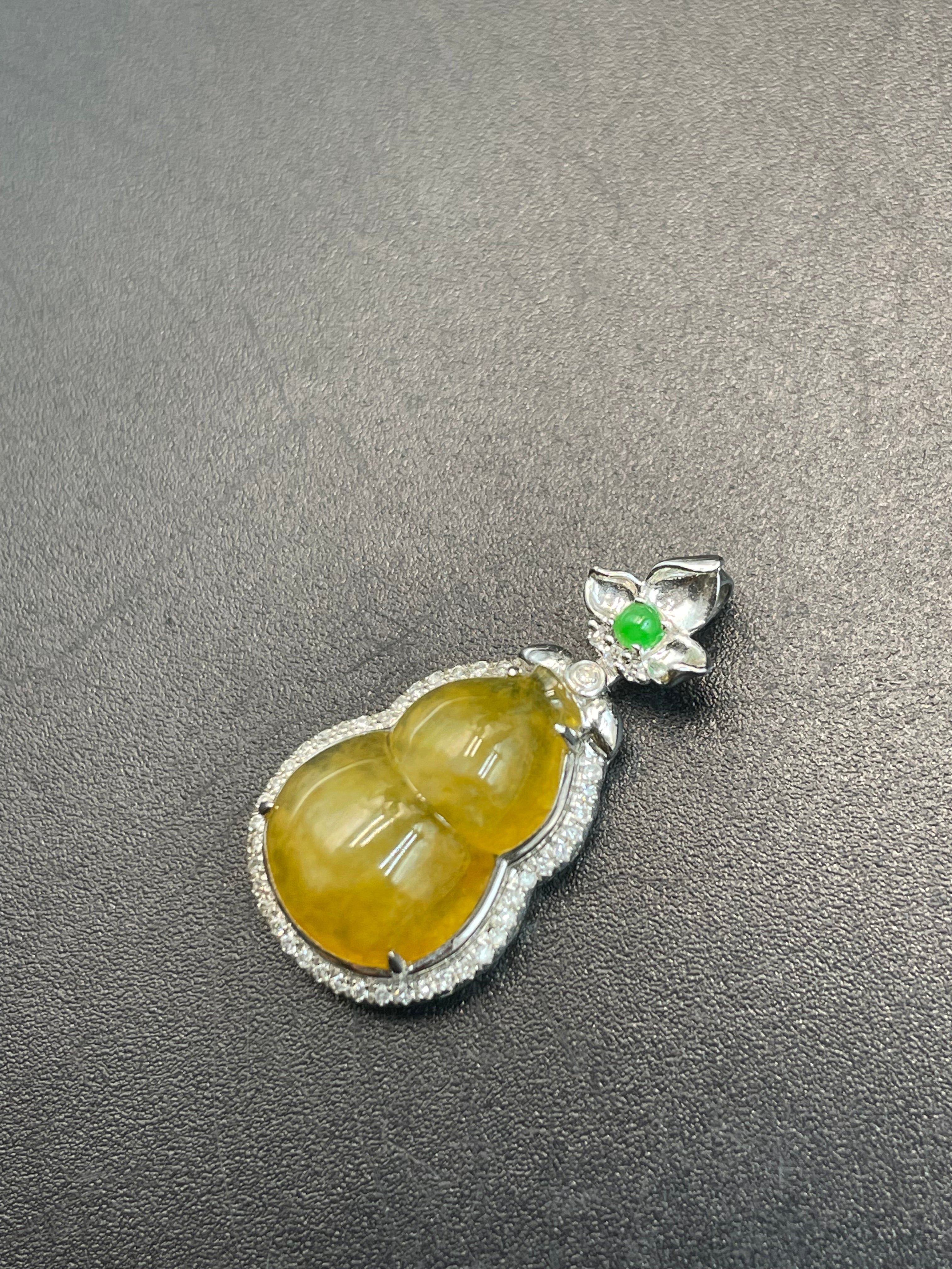 緬甸天然翡翠黃翡福祿吊墜